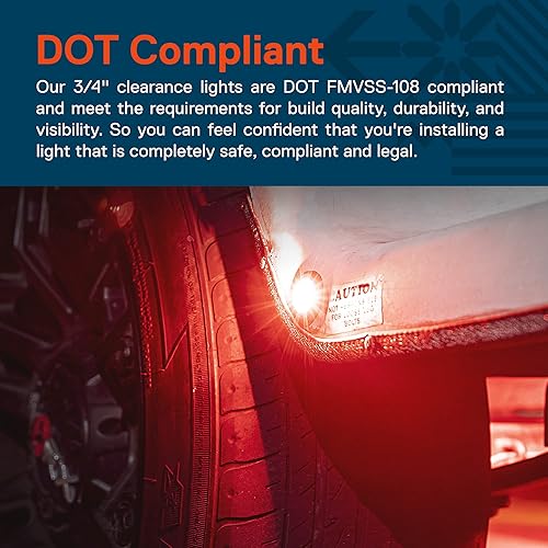 Miniatura 2 de TRUE MODS - 2 luces LED redondas de 34 pulgadas para remolque rojo de 12 V 3 cables  luces traseras de freno de giro DOT FMVSS 108 SAE P2PC Salida