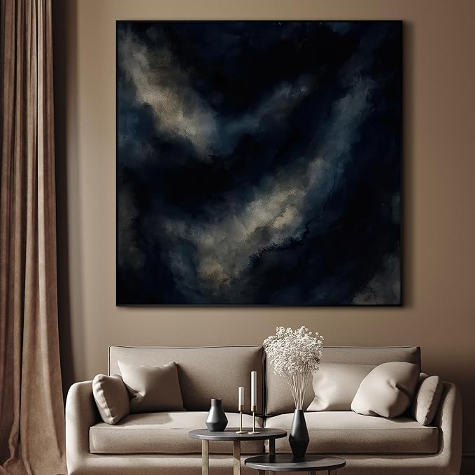 SIGNWIN 72"x72" Extra Large Framed Wall Art Minimalist Black Brushstroke Modern Abstract Print for Home Living Room Bedroom Decor (Frame Assembly Required)