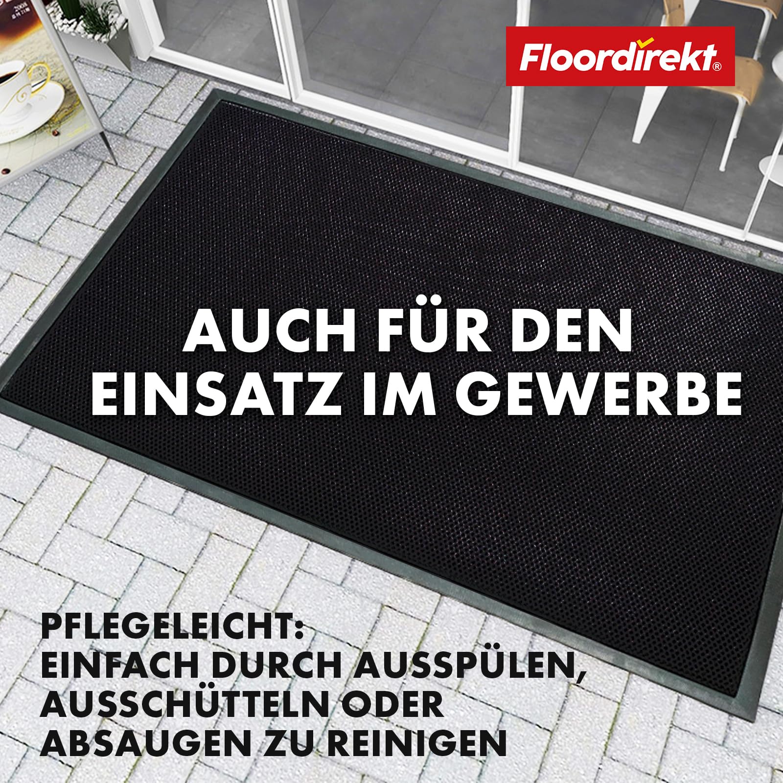 Floordirekt Zerbino Imperial 1000 con innovativa Rete 3D, Antiscivolo, per Ingresso, zerbino (Nero, 90 x 150 cm)