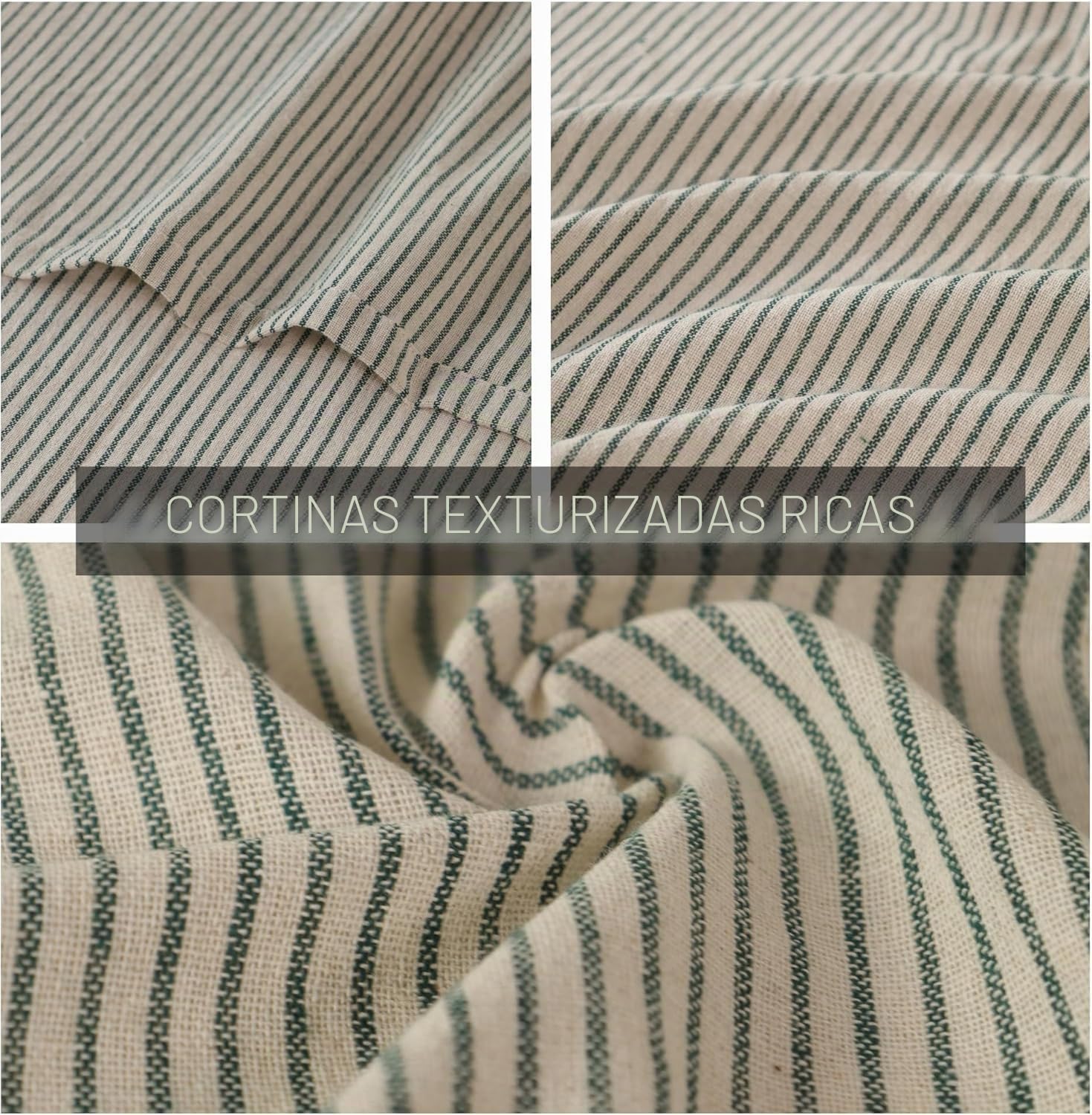THE ART BOX Cortinas de Gasa a Rayas, Cortinas Colgantes de Gasa de Lino Boho con Lazos Superiores, Filtrado de Luz, Tratamiento para Puertas y Ventanas, 2 Paneles Cortinas para Sala de Estar
