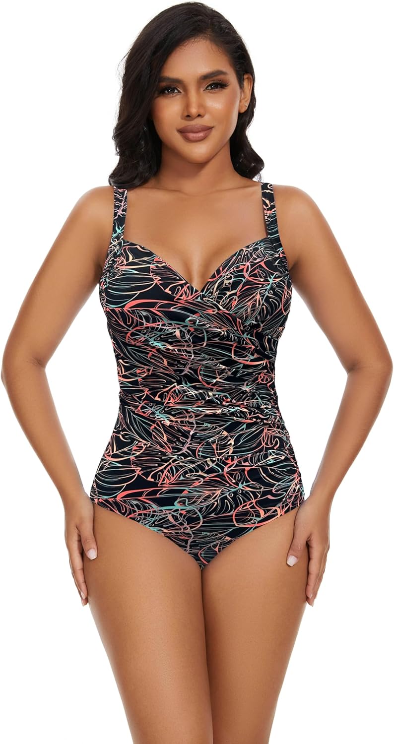 Aqua Regina Plus Size Swimsuit for Women One Piece Bathing Suit Ruched Tummy Control Adjustable Swimwear - Image 8