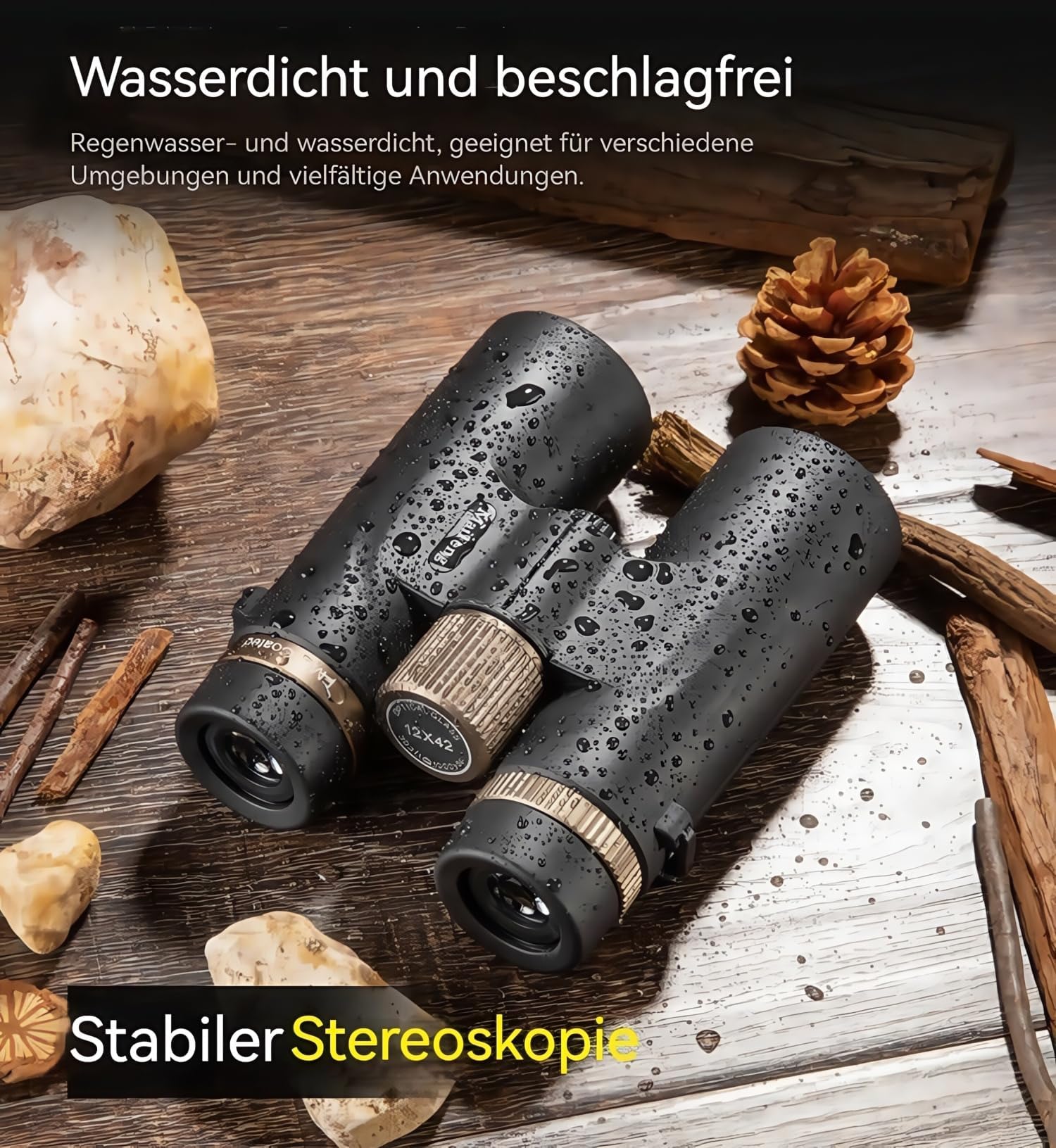 Bosco Fernglas C9 Original 12x42 Fernglas, hohe Vergrößerung und hohe Auflösung, Nachtsichtfunktion,Allround-Outdoor-Binokular FürReisen/Sternenhimmel-Beobachtung (Schwarz)