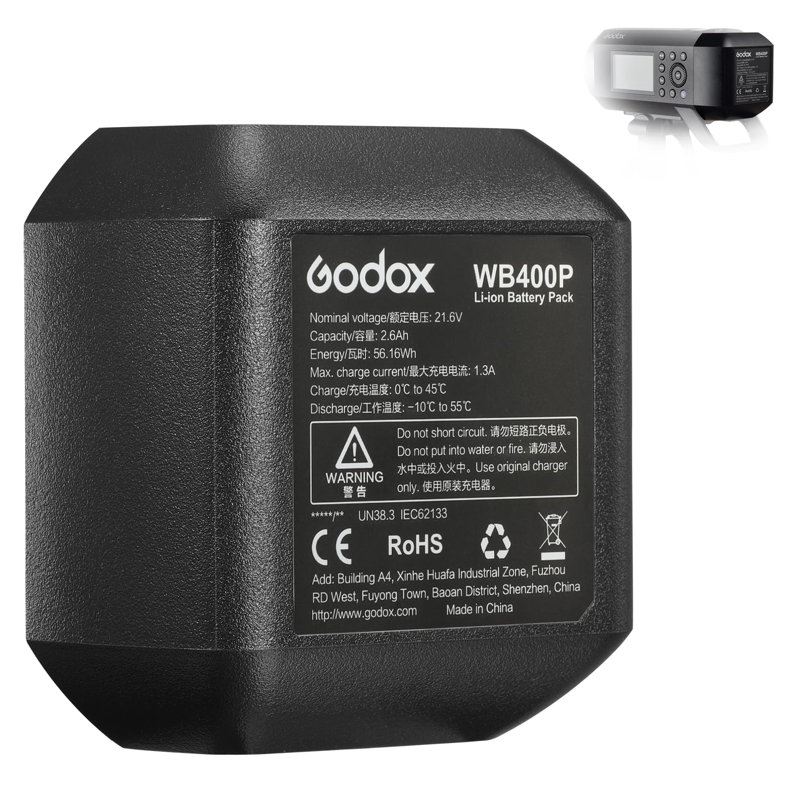 Amazon.com : GODOX AD400Pro Original Battery – WB400P 21.6V