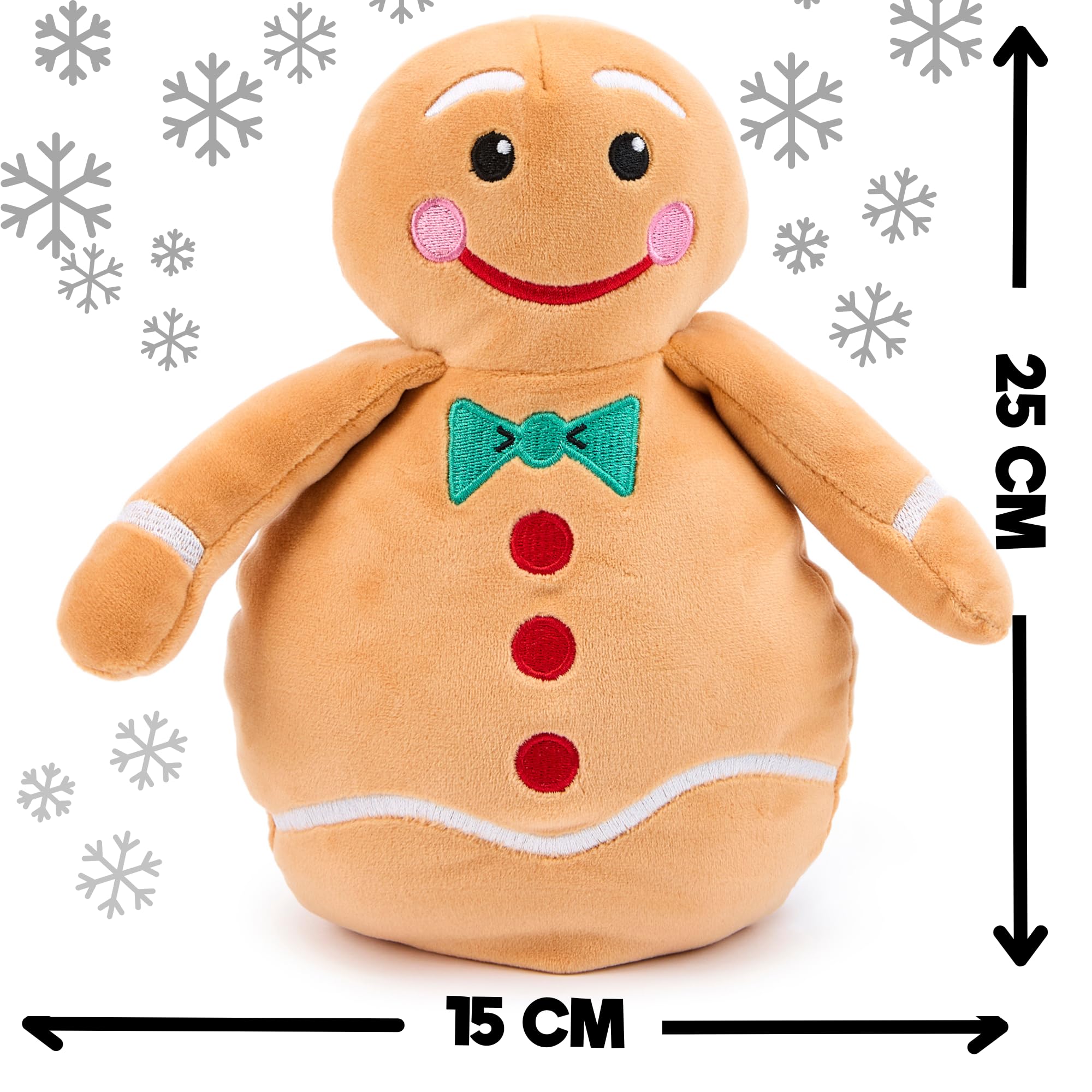 Zappi Co Gingerbread Man Plush Toy, Soft and Cuddly Christmas Gingerbread Man Decoration (25cm height) - Image 3