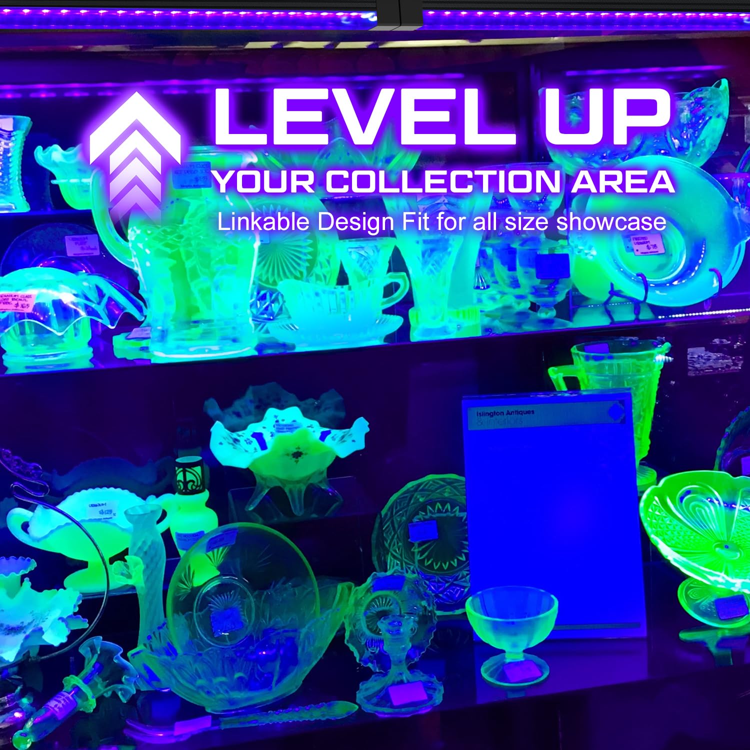365NM Schwarzlicht LED Strip, 15W Schwarzlichtlampe Bar, Verkettbare UV-Schwarzlichtleisten mit Schalter für Uranglas Mineralienausstellungen, Leuchtpartys, Halloween, 2er-Pack