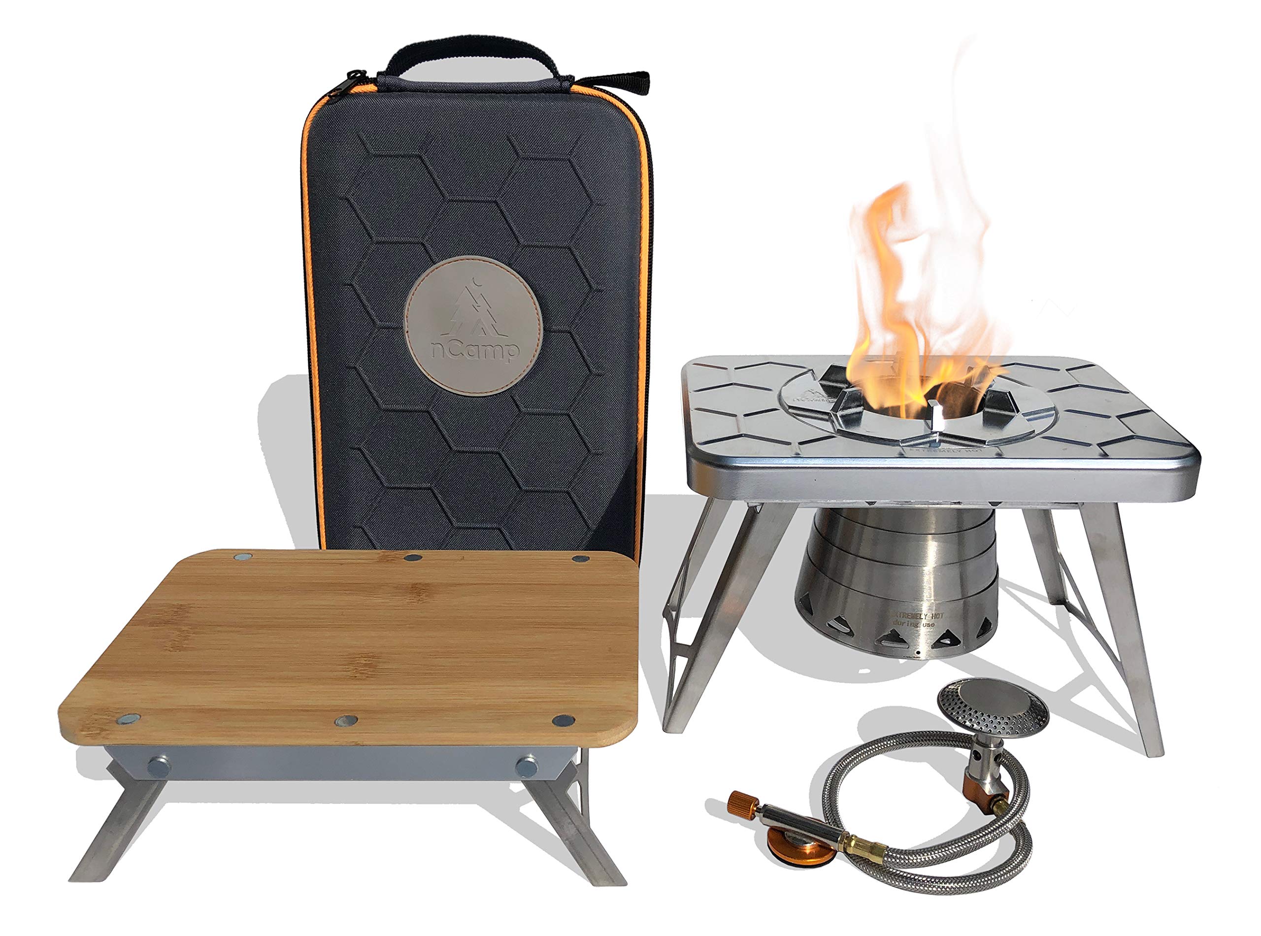 nCamp Kitchen to Go 4 Piece Bundle, Portable Compact MultiFuel Burning