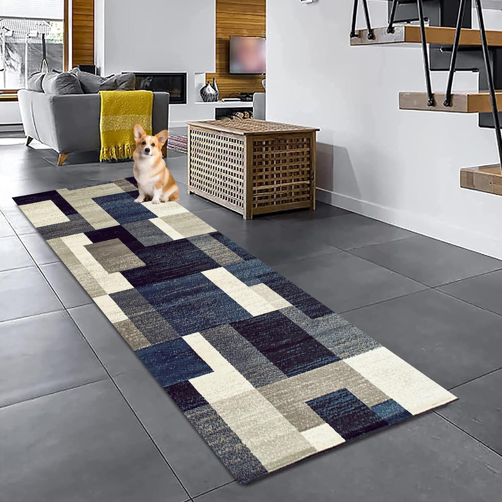 Tapis couloir long 60x150 antidérapant lavable microfibre douce poils ras