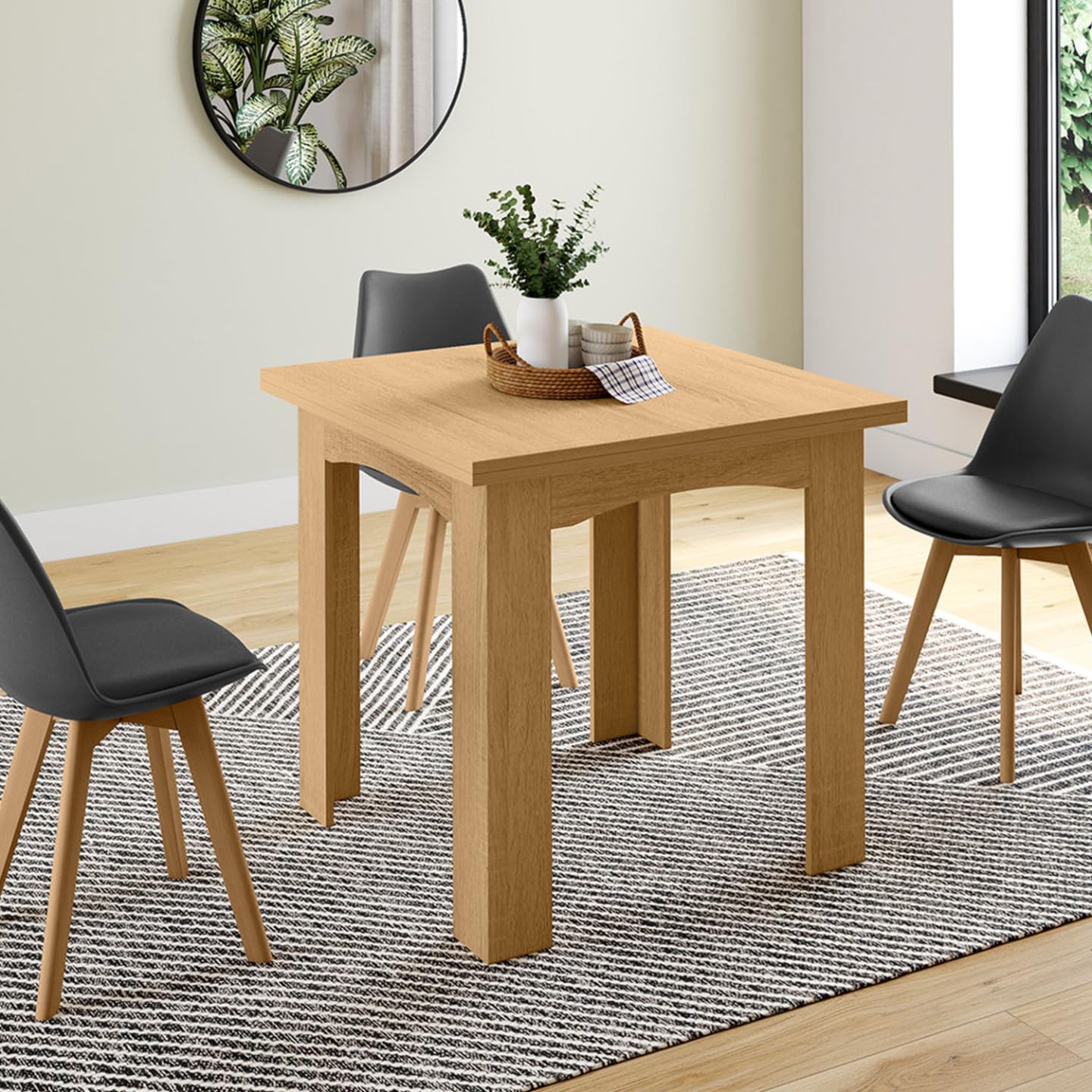 IDMarket - Ausziehbarer Esstisch Rechteck DONA 4-8 Personen Buche 80-160cm