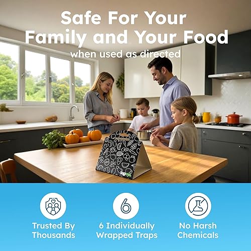 Miniatura 6 de BugMD Trampas para polillas de despensa (paquete de 6), trampas adhesivas a base de feromonas, no tóxicas, matan las polillas de la comida india,