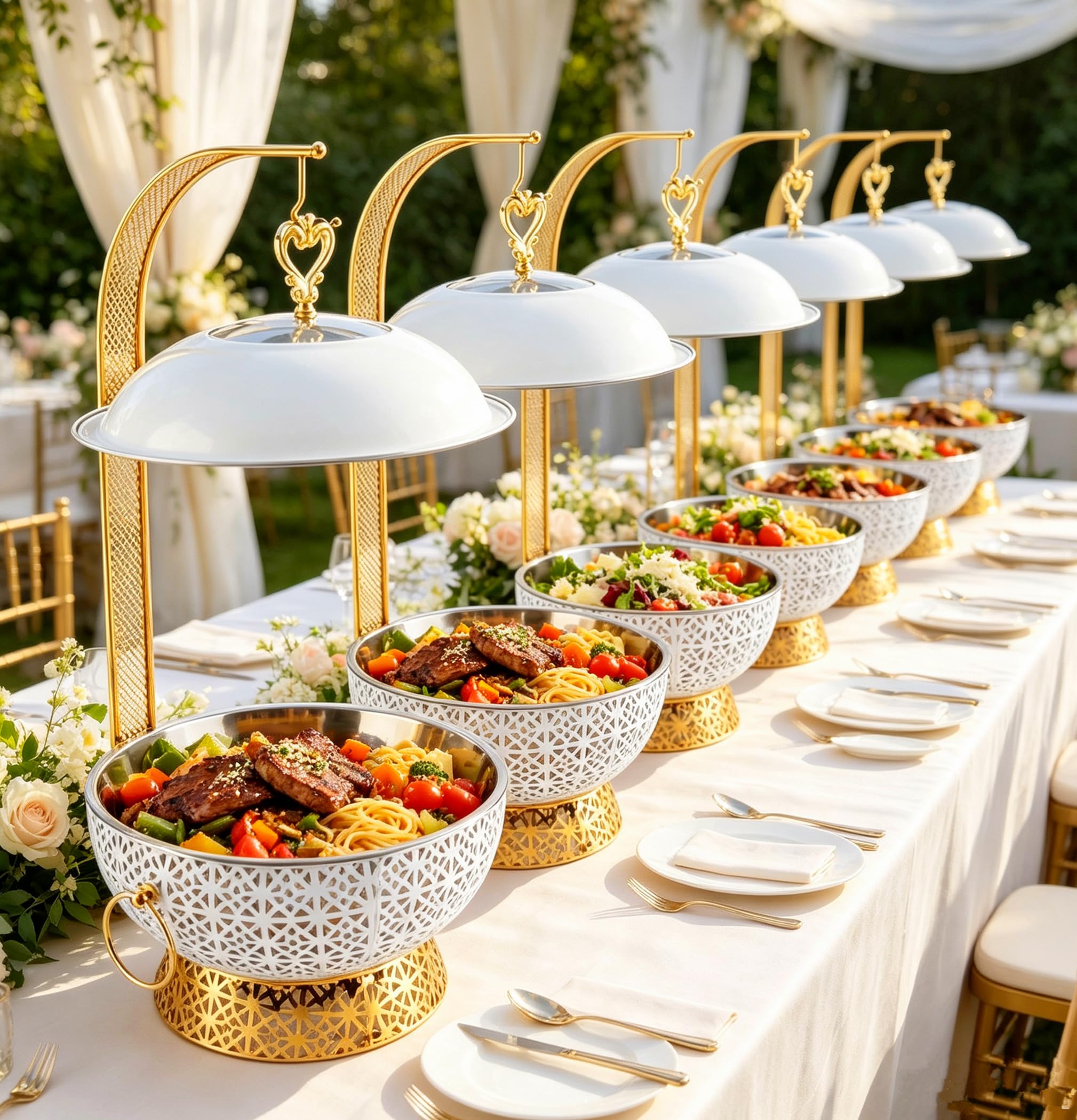 Platos de frotamiento for buffet, calentador de alimentos de acero