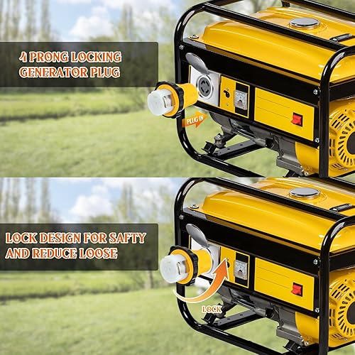 Miniatura 3 de Kanayu NEMA L14-30P a SS2-50R RV Adaptador de generador de energía marina, generador de bloqueo de 4 clavijas 30A L14-30P macho a 50A Marine Shore