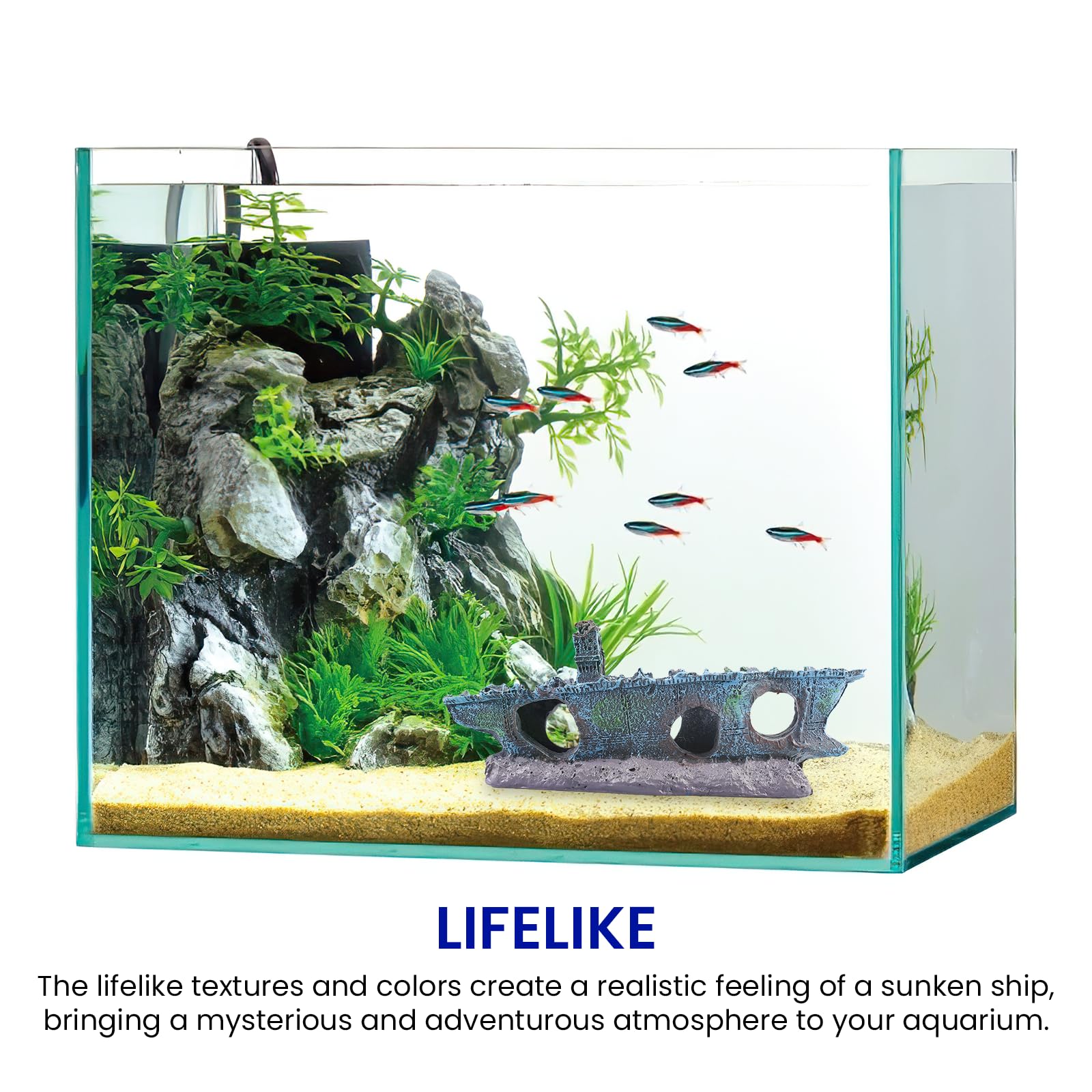 3er Set Piratenschiff Aquarium Deko - Schiffswrack Ornamente Aus Harz