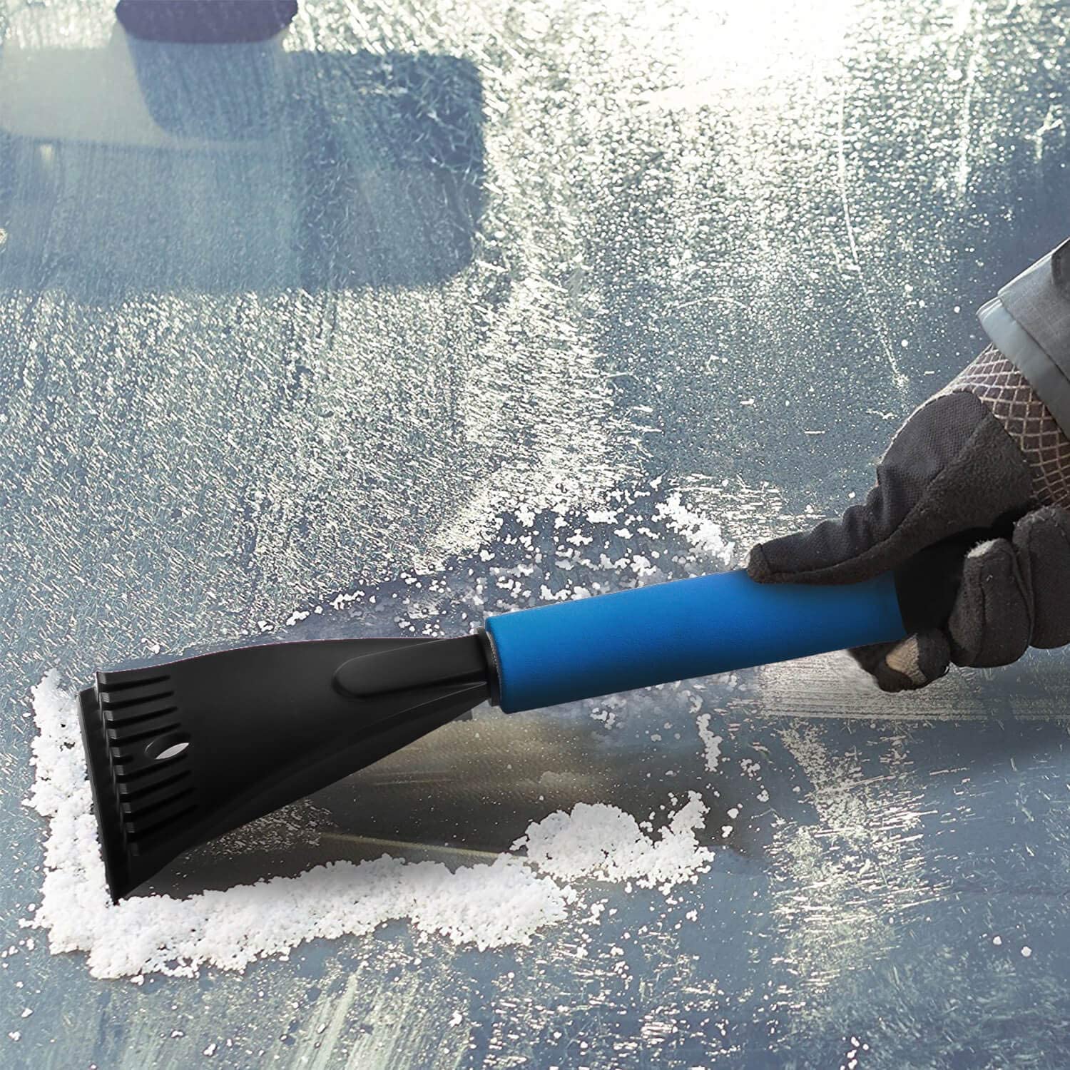 Skrobaczka do lodu i szczotka do śniegu 2w1 z antypoślizgowym uchwytem miękkim Car Windscreen Cleaner Snow Remover i De-icer DIY Tool