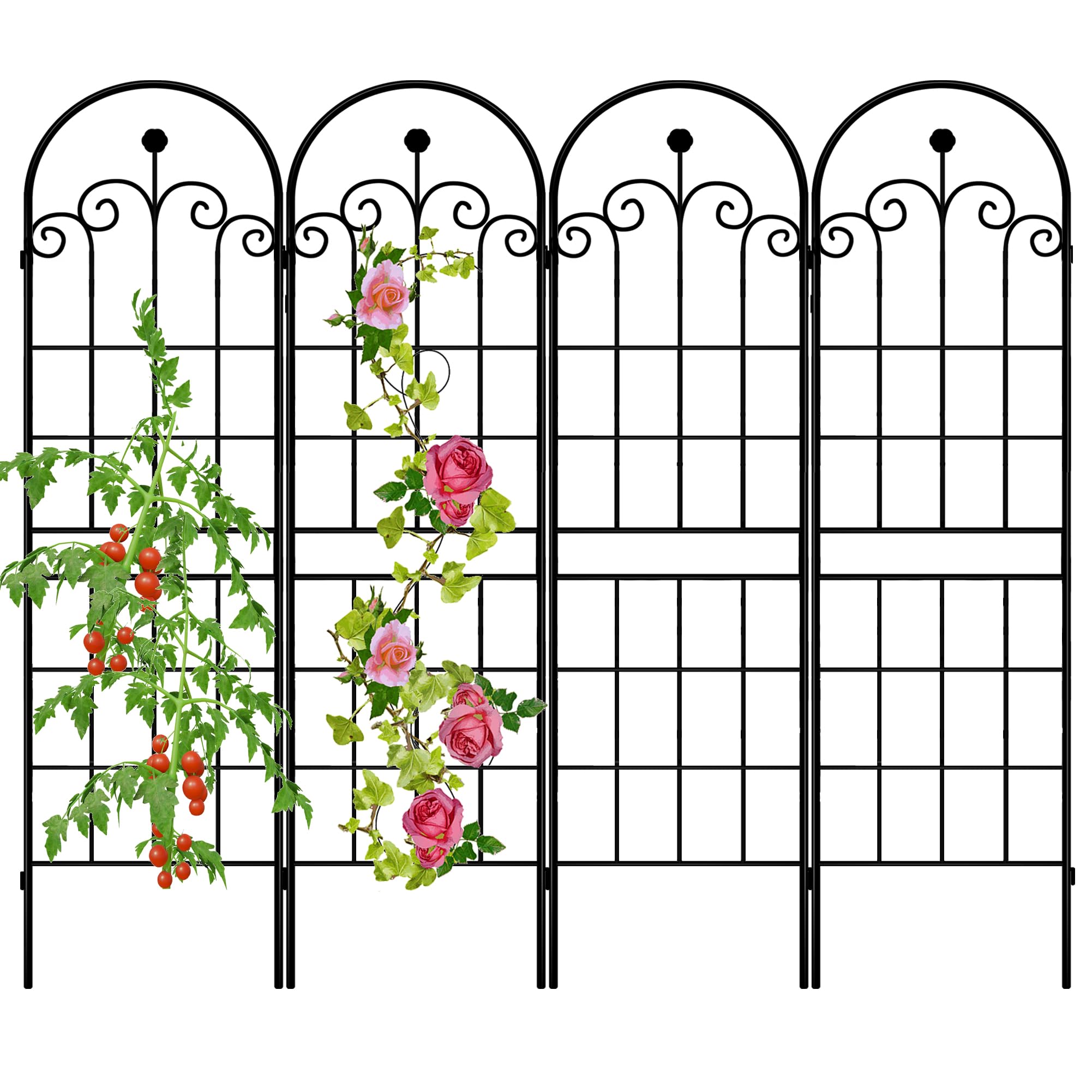 LZRS 71 Rustic Iron Arch Garden Trellis 4-Pack