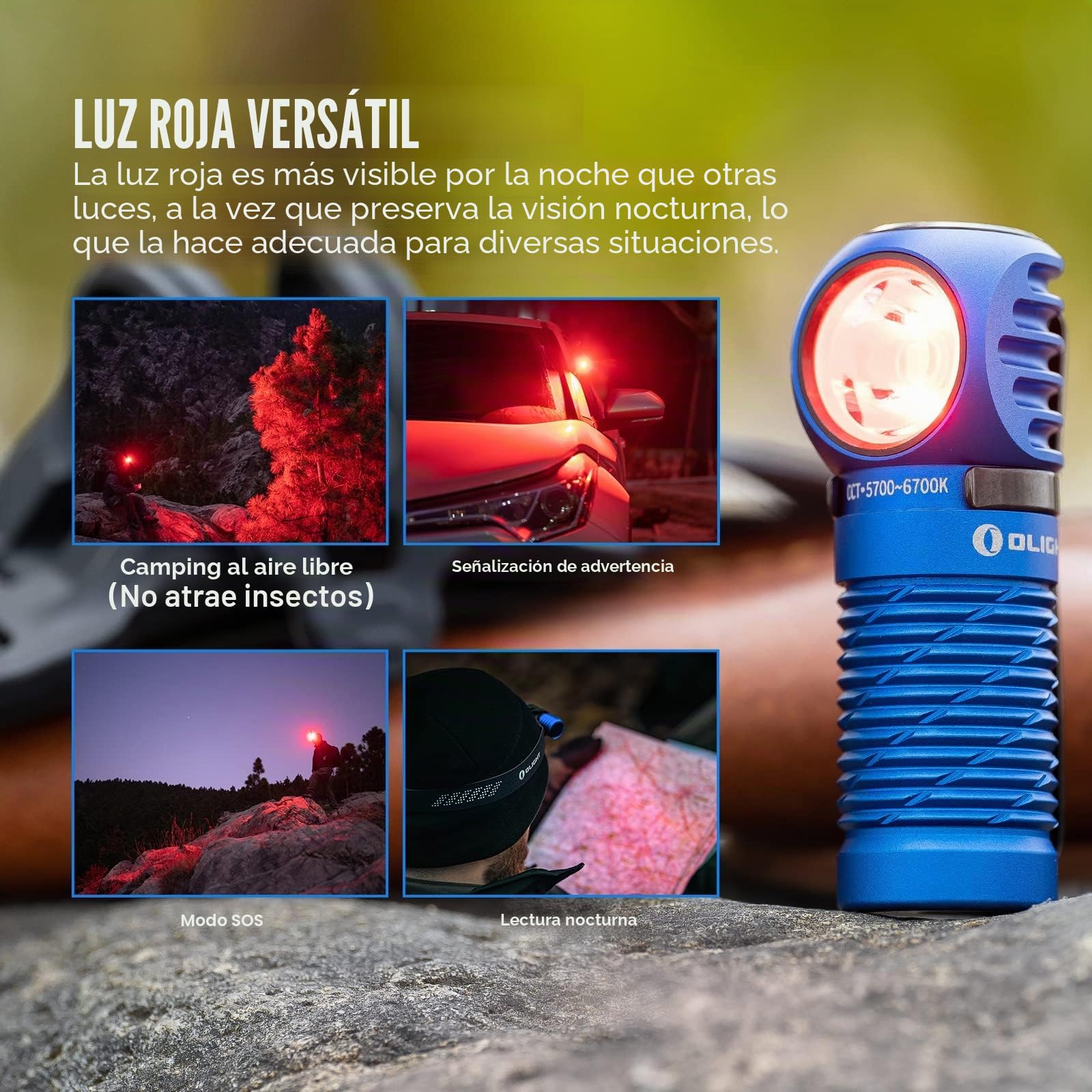 OLIGHT Perun 2 Mini, Linterna frontal LED con banda para cabeza, alcance 150 m. Luz blanca 180º
