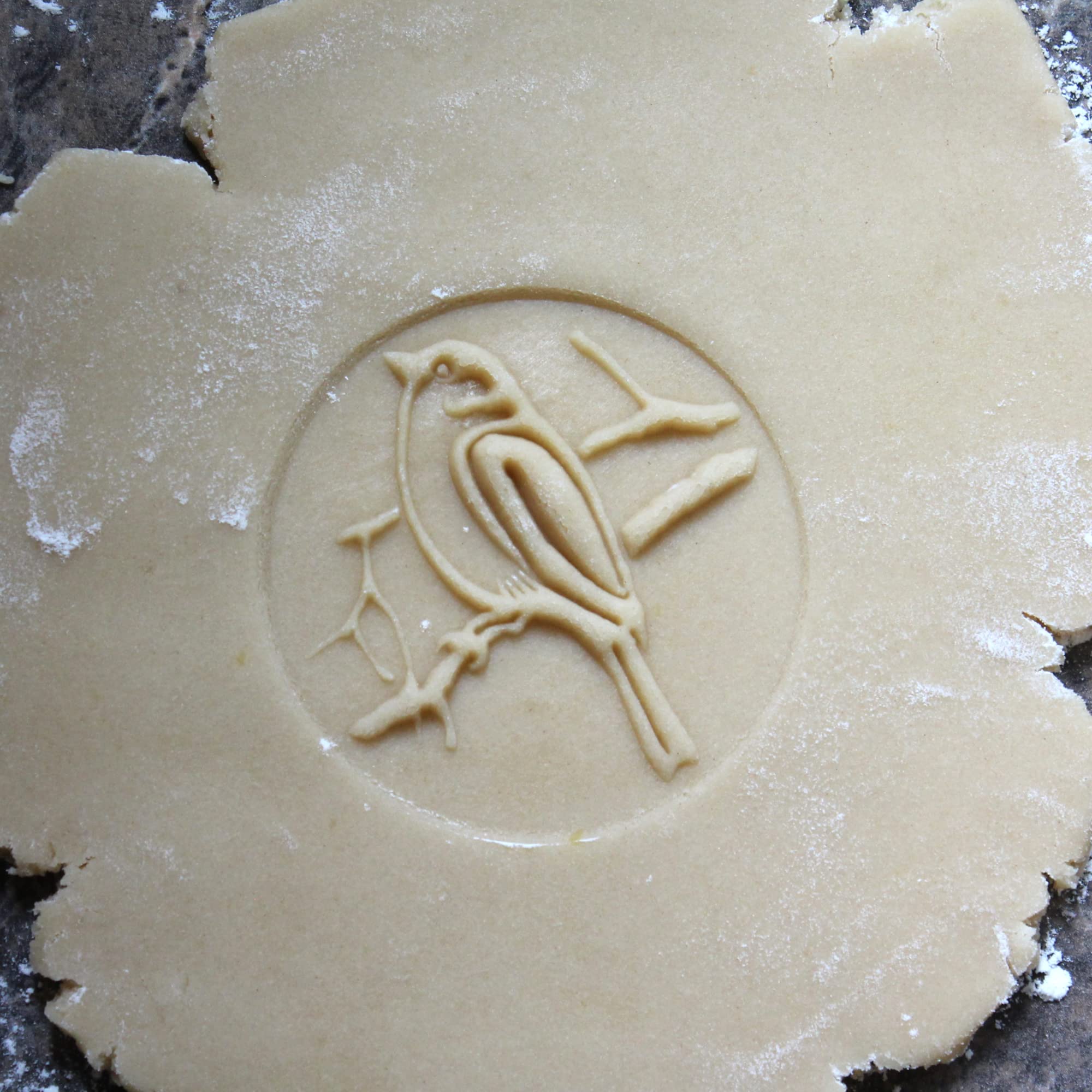 Sello de madera de la galleta, 2.5 pulgadas (pájaro en la rama CS-008)