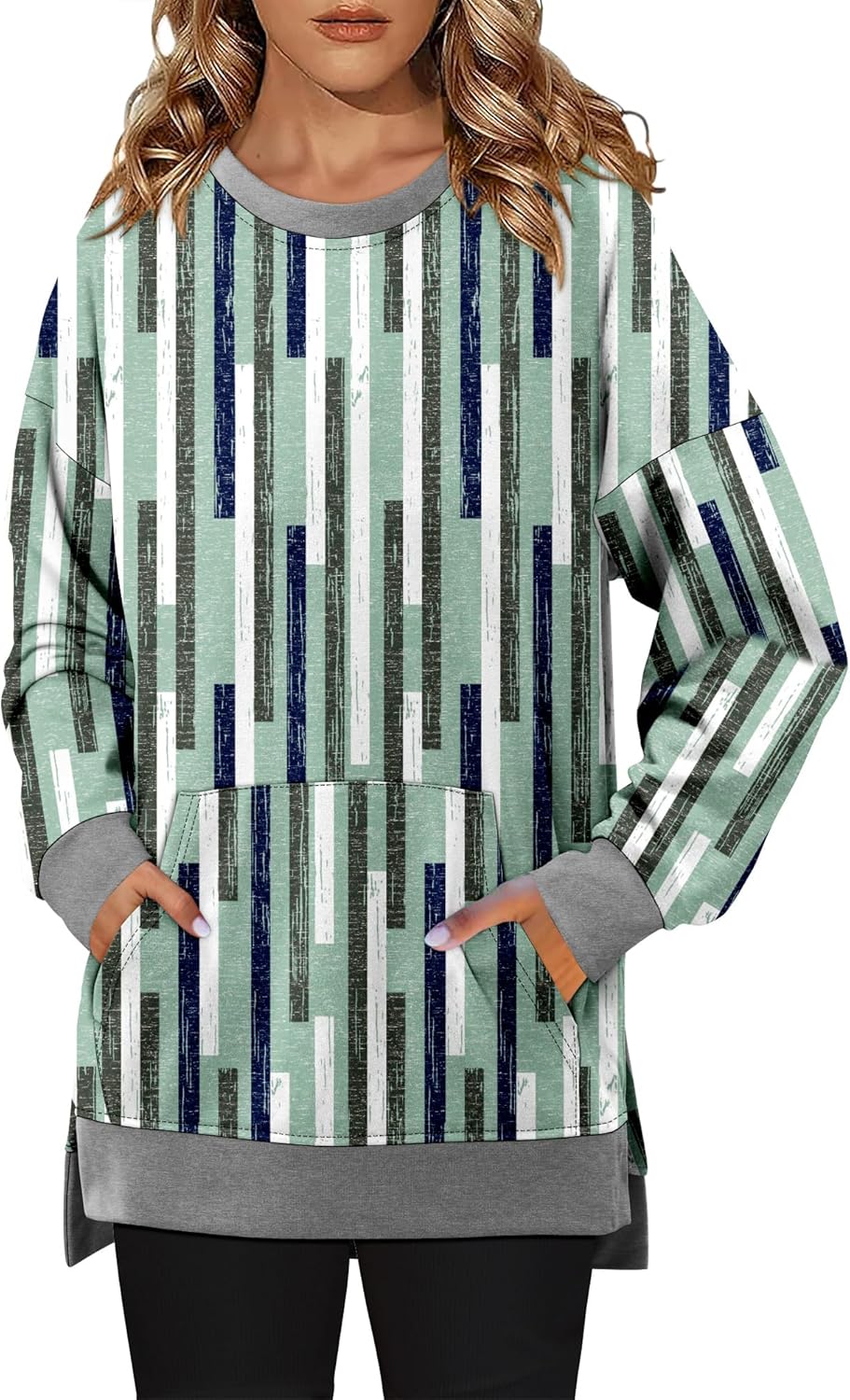 BETTE BOUTIK Womens Oversized Sweatshirt Crewneck Long Sleeve Tunic Pollover Shirt Side Slit Tunic Sweatshirt 2025 - Image 2