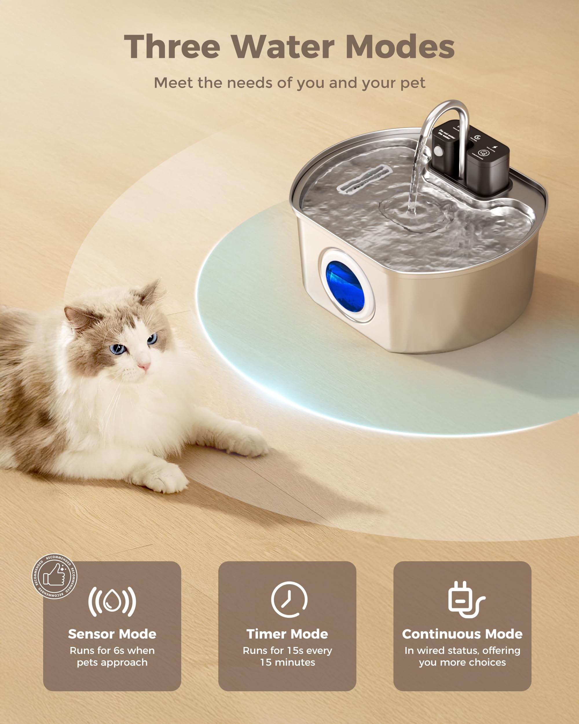 Cat Fountain Replacement Water Pump for 108oz/3.2L Wireless Pet Water Fountain Dog Water Dispenser - image 3