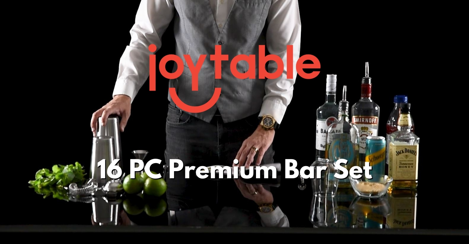 16-Piece Stainless Steel Cocktail Shaker Set - Bartender Kit With Shaker, Jigger, Muddler & Recipe Book