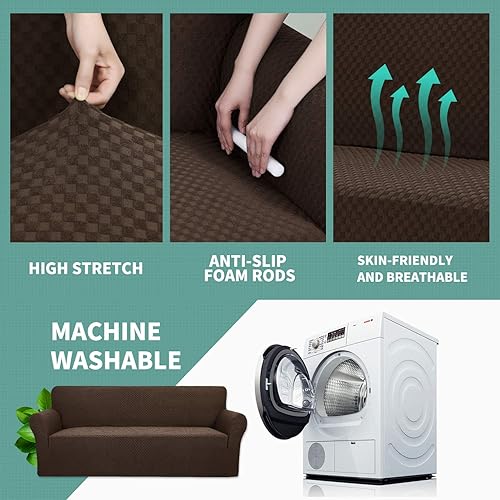 Miniatura 4 de YEMYHOM - Funda para sofá con diseño de jacquard, funda de gran elasticidad para sala de estar, funda de sillón a prueba de perros y gatos,