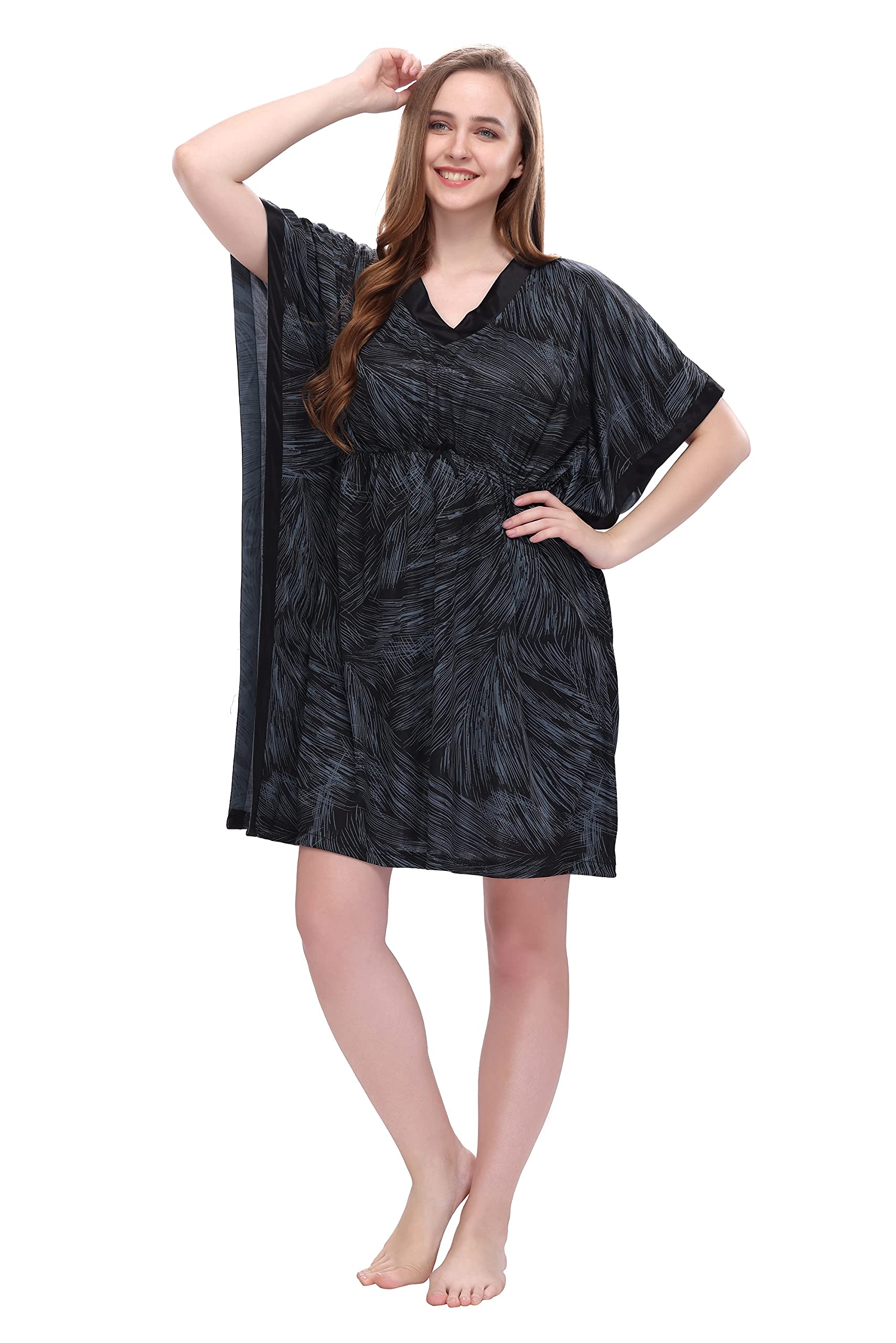 style dunes Women's Satin Kaftan - Maxi Nighty Night Gown - Short Stylish Kimono-picture-44