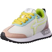 w6yz KIS J Sneakers in Technical Fabric and Leather White/Yellow