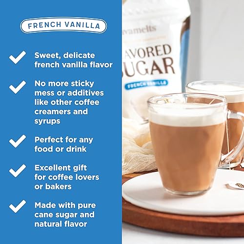 Miniatura 6 de Javamelts Azúcar con sabor a vainilla francesa, azúcar de vainilla para hornear, sustituto del jarabe de café, cócteles, té, sin OMG, sin lácteos,