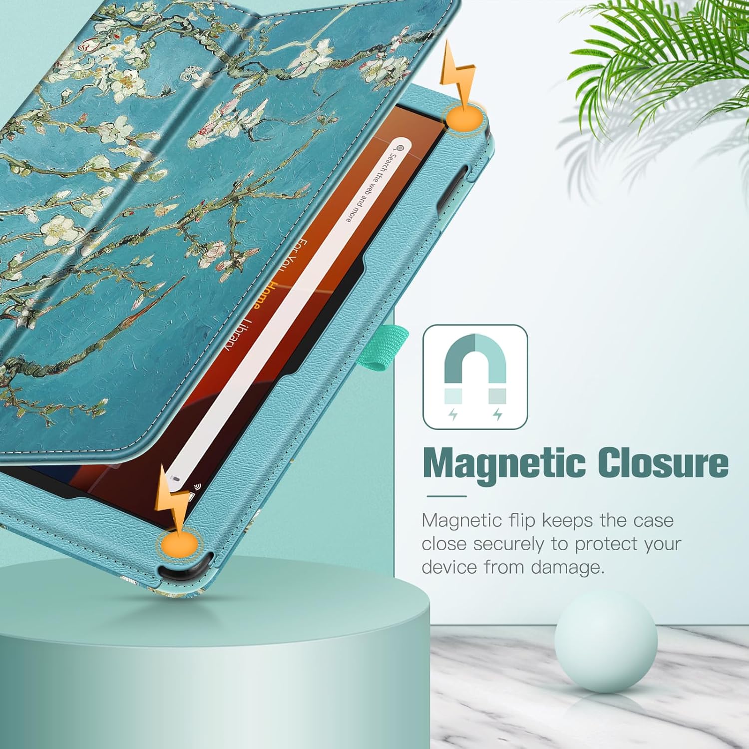 Fintie Folio Case for All-New Amazon Fire HD 10 and 10 Plus Tablet (13th/11th Generation, 2023/2021 Release) - Slim Fit Standing Cover with Auto Sleep/Wake, Blossom