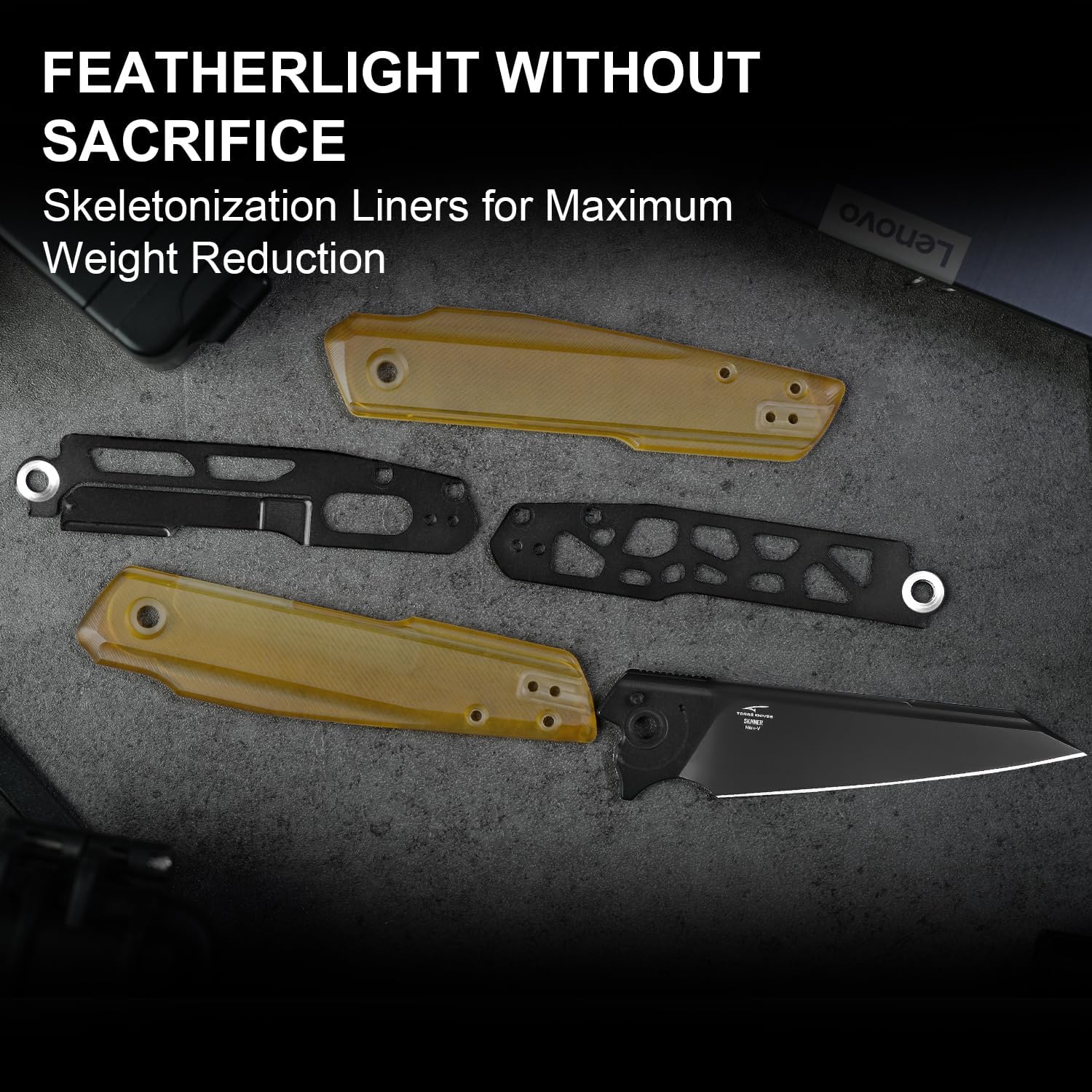 Kizer SKINNER Pocket Knife, 3.32" Nitro-V Reverse Tanto Blade Folding Knife with Yellow PEI Handle, Liner Lock EDC Knives with Reversible Clip for Men Women V3725A1