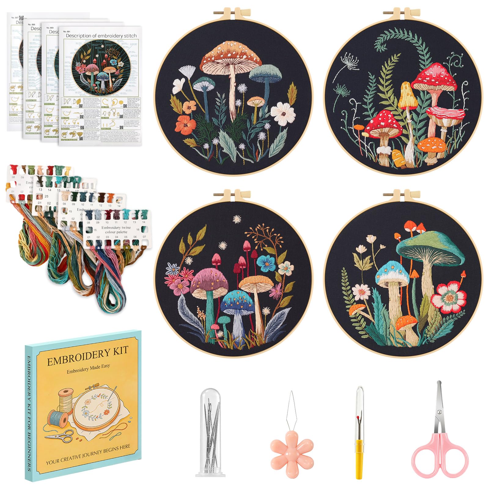 MoKo Embroidery Kits for Beginners Adults, Complete Embroidery Starter Kit