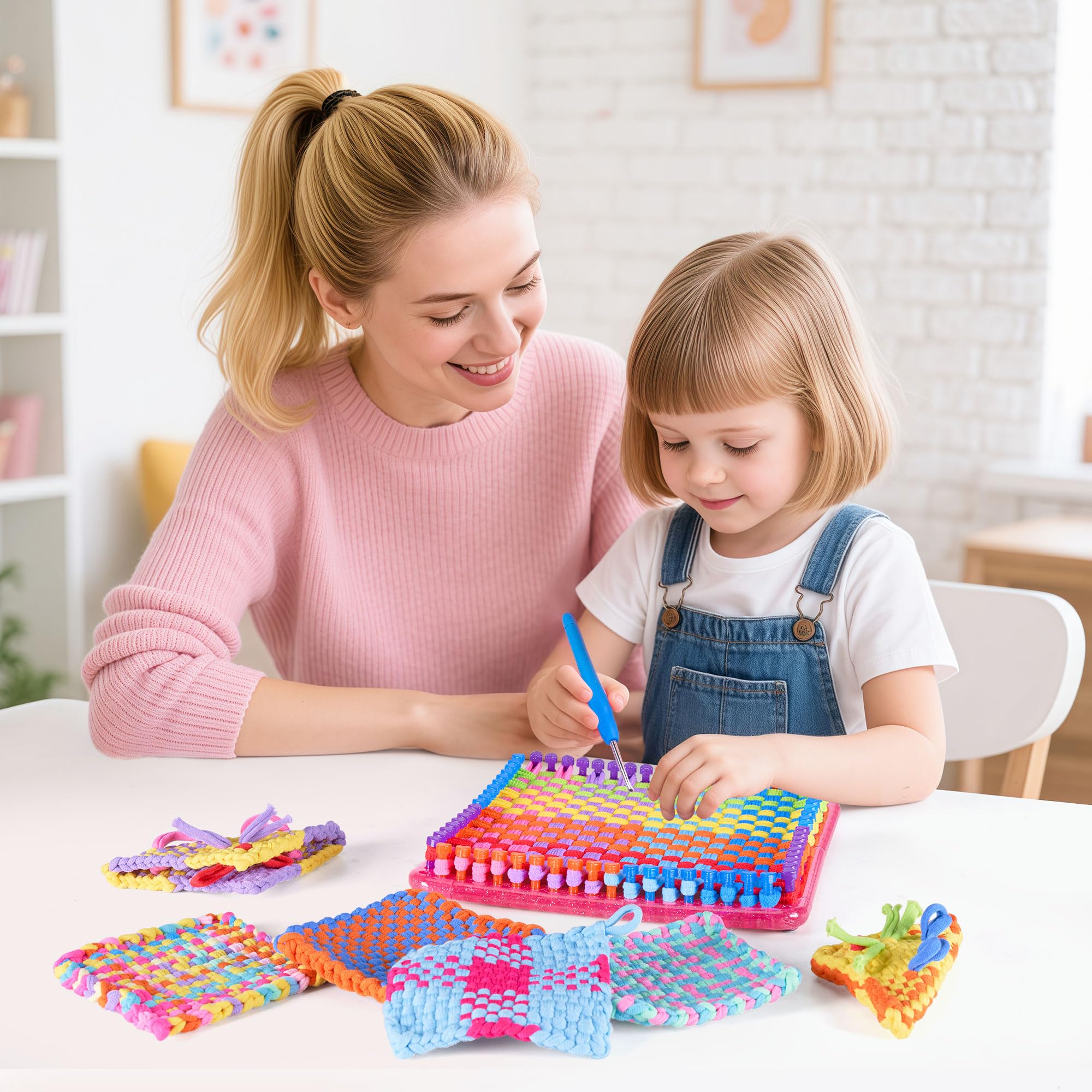 daheypong Kit di telaio per tessitura, arte e artigianato per bambini e adulti, kit di tessitura con 300 anelli artigianali, per realizzare presine artigianali e braccialetti dell'amicizia, regalo