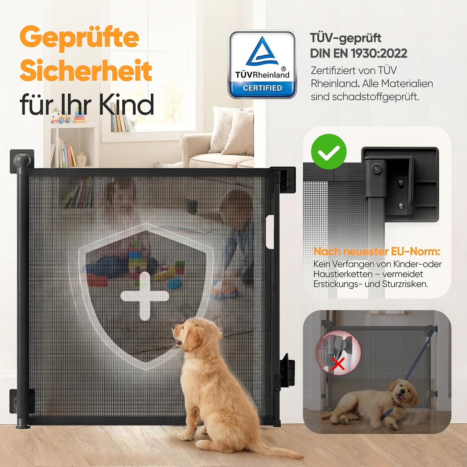 Sekey Treppenschutzgitter Ausziehbar 0-200 cm Höhe 97 cm ohne Bohren Absperrgitter Baby