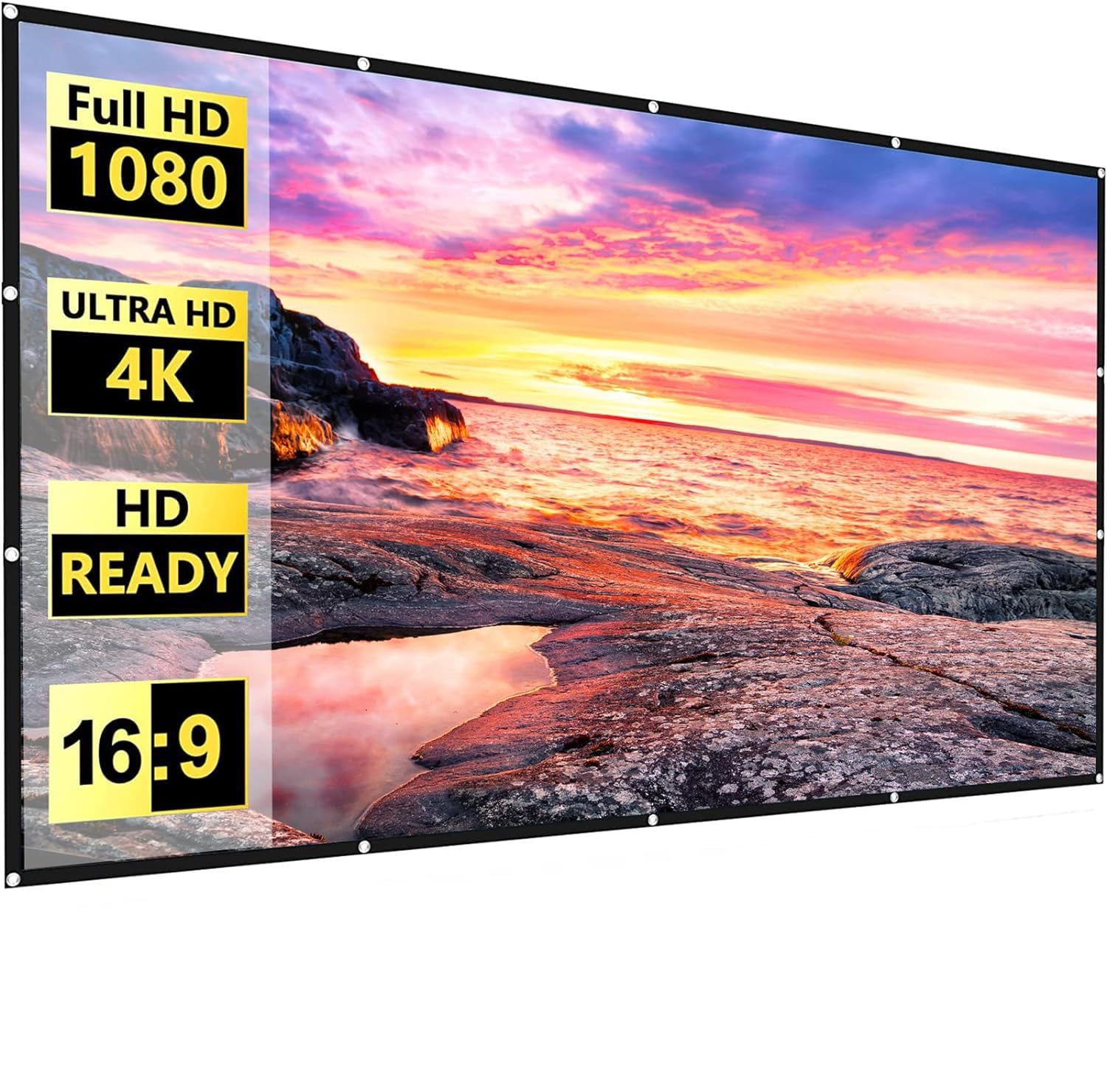 JOWLURKHome Projector Screen Outdoor 100 inches Projector Screen, 16:9 Anti-Crease Foldable Projector Screen for Home Theater, Washable Projection Screen for Outdoor