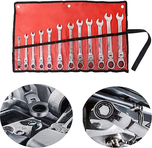 munirater Juego de llaves de trinquete de cabeza de 0.315-0.748 in, herramientas de llaves de acero al cromo vanadio, 12 uds