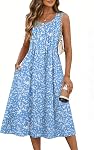 Zeagoo Robes d'été pour femmes Flowy Aline Casual Midi Tank Robe de plage de vacances Boho robe de sundress avec poche 2026