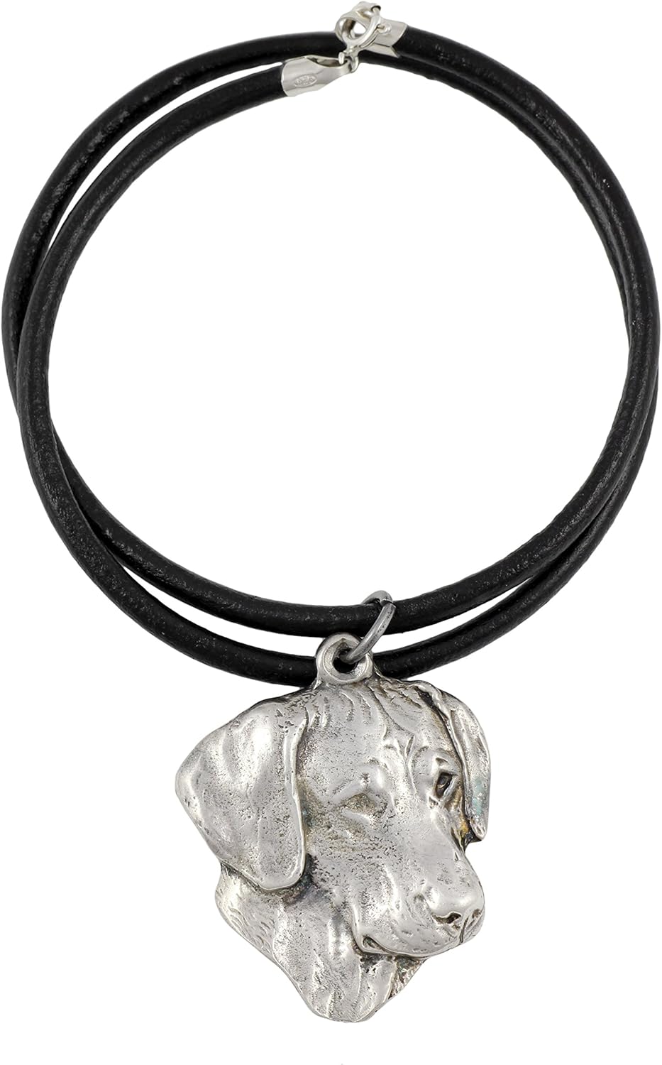 Art-Dog Silver-Plated Dog Pendant on a Leather Strap - Dog Necklace from ArtDog Collection – Silver Dog Necklaces for Men and Women – Dog Breeds Jewelry – Rhodesian Ridgeback