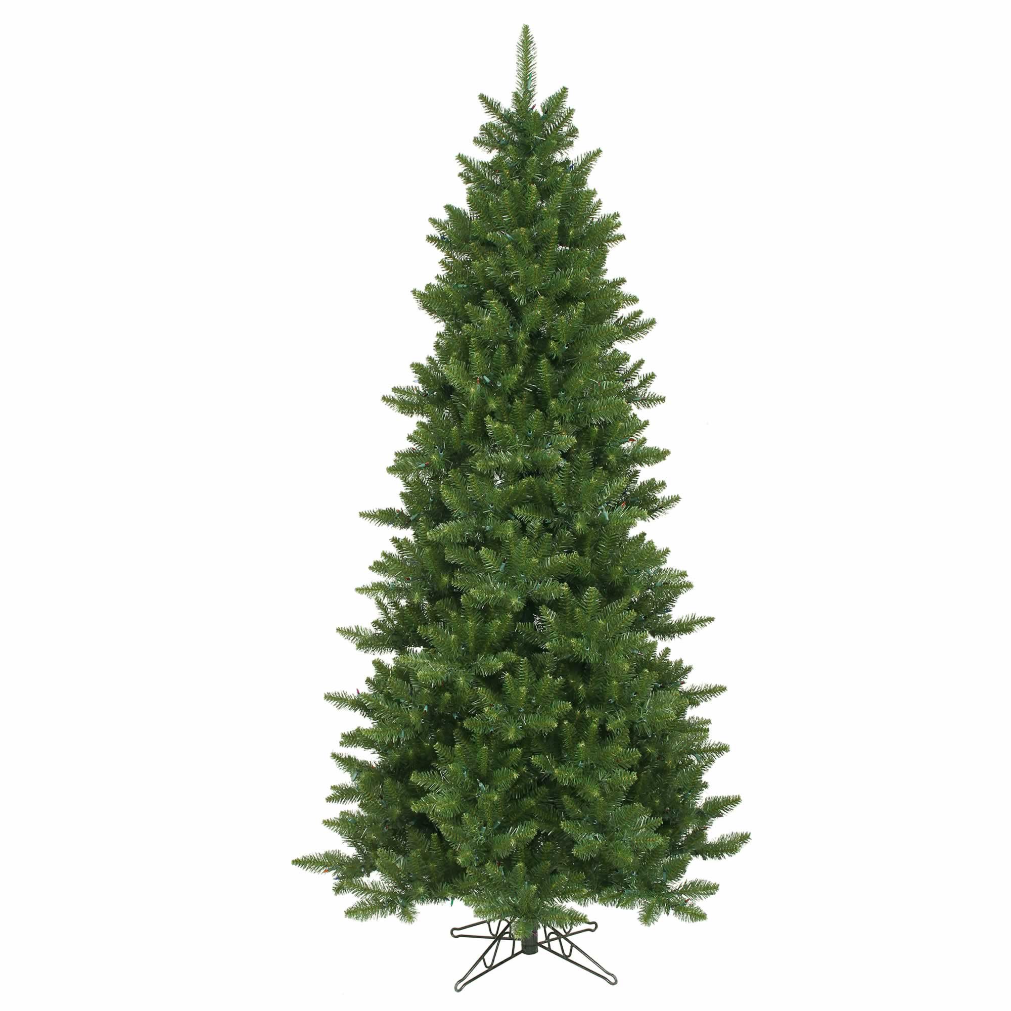 Vickerman 9.5' Camdon Fir Slim Artificial Christmas Tree, Unlit - Faux Slim Christmas Tree - Seasonal Indoor Home Decor - Easy Assembly with Folding Metal Stand