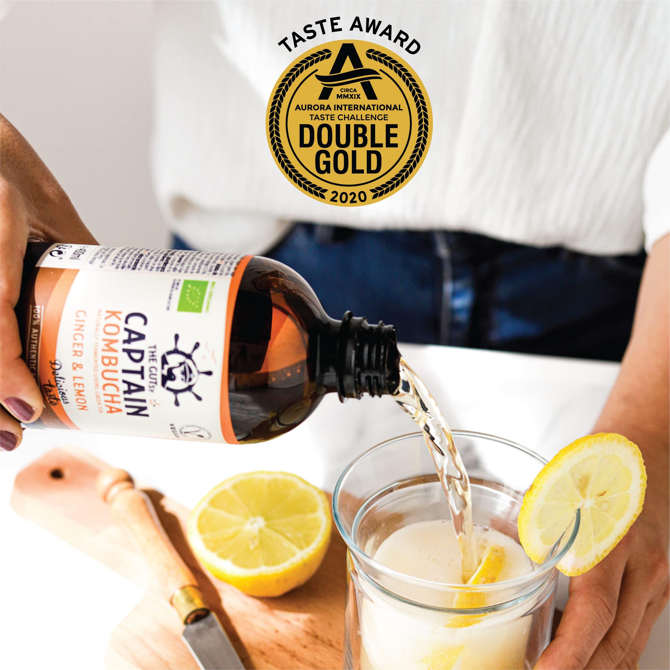 Gutsy Captain Kombucha 8x1l – Bebida Probiótica Naturalmente Fermentada, Sin Aditivos ni Conservantes, Sin Colorantes ni Sabores Artificiales, Sin Pasteurizar, Vegan - 8 x 1000ml MixBox