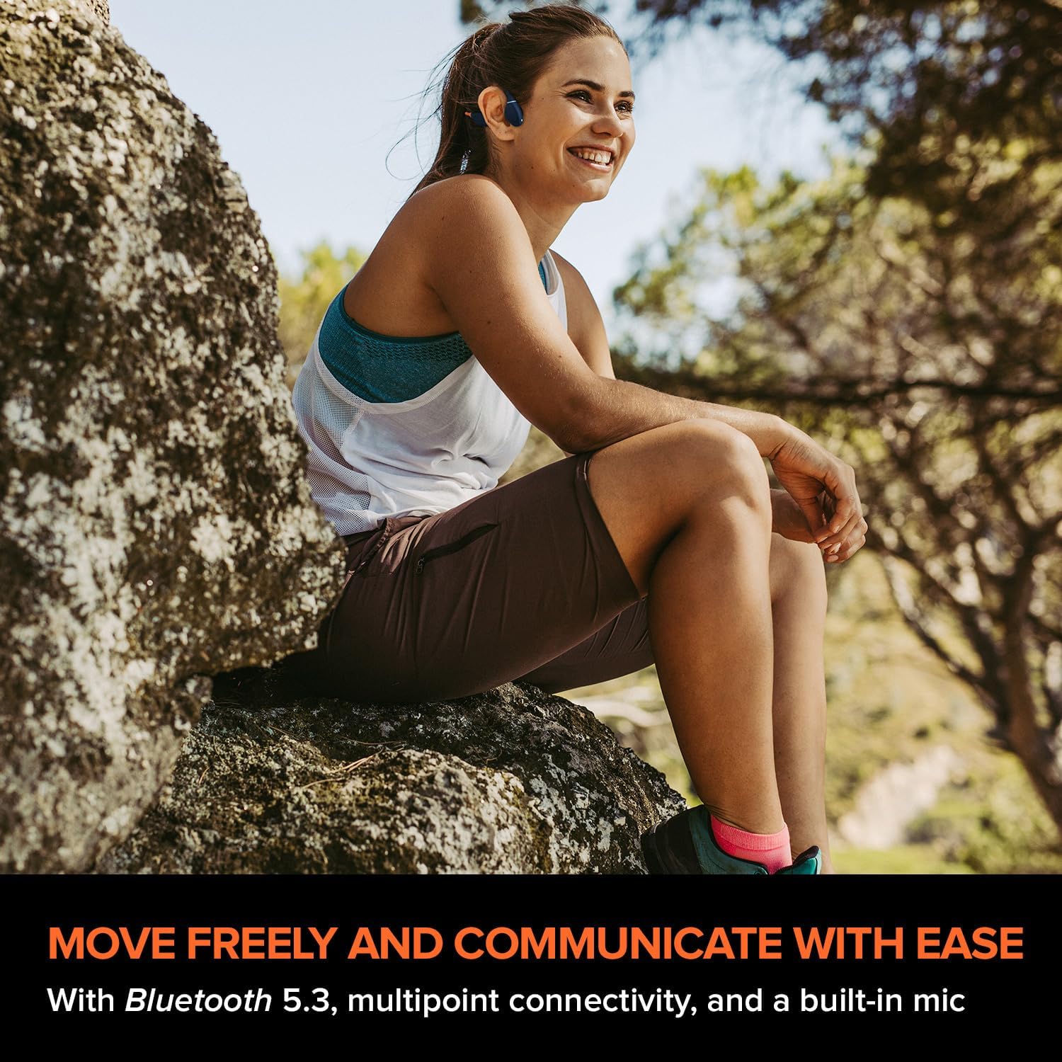 Person using headphones in water