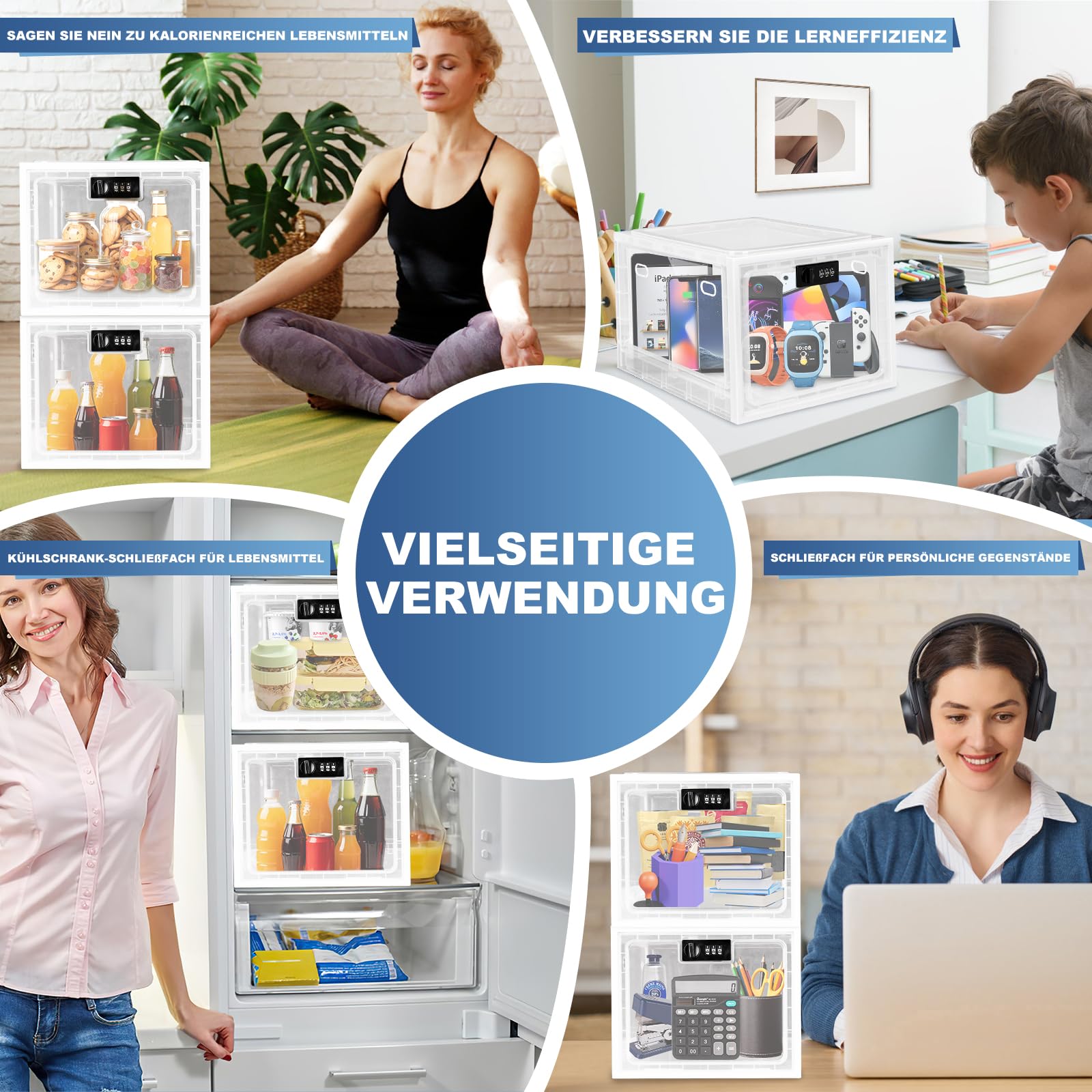 Gemaxvoled Abschließbare Box– Transparente Medikamentenbox zur Kindersicherung, Handy-Sperre & Snack-Kontrolle – BPA-freies Material, 12,6 Liter Fassungsvermögen, stapelbar & belüftet