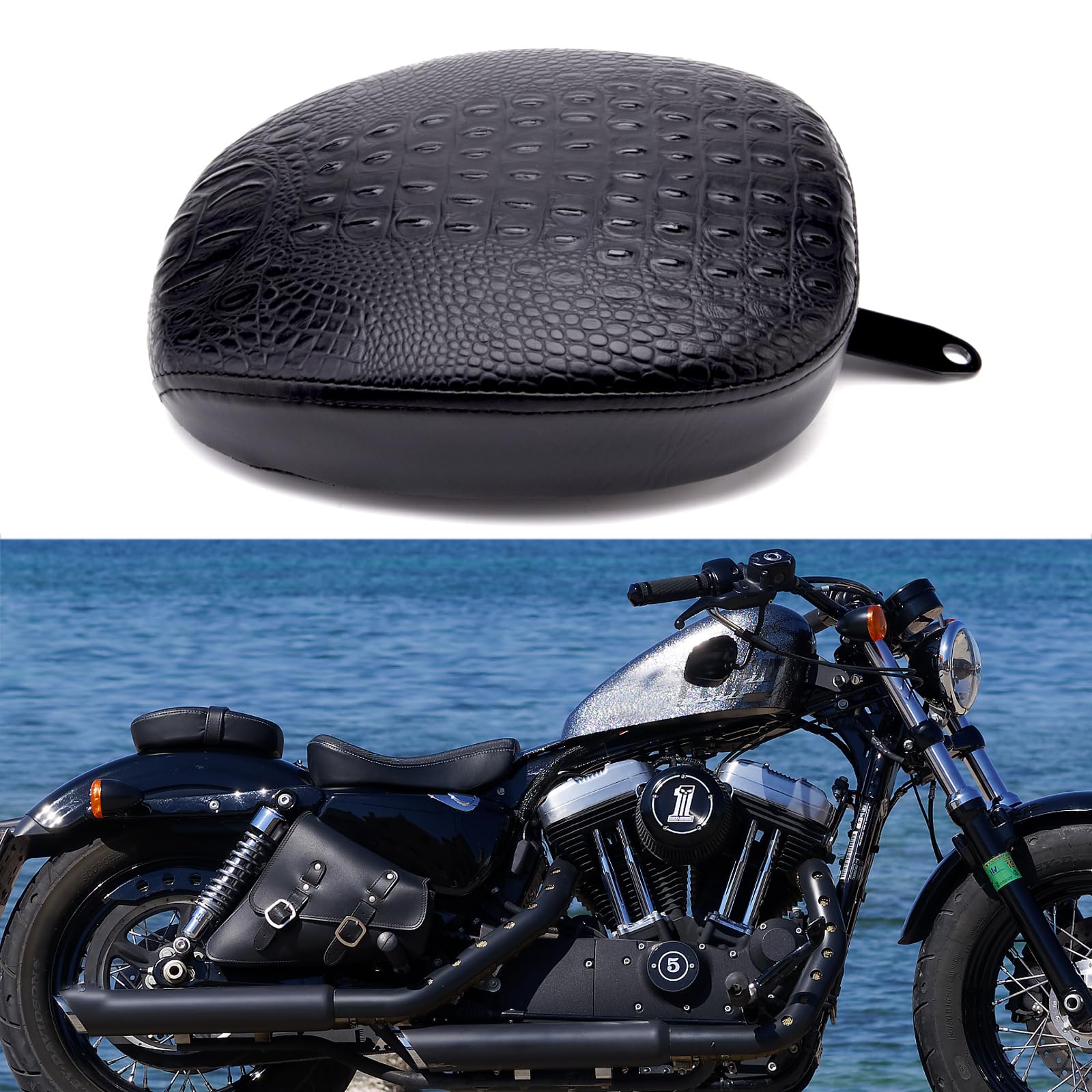 Amazon.com: Black Crocodile Leather Motorcycle Leather Pillion Pad