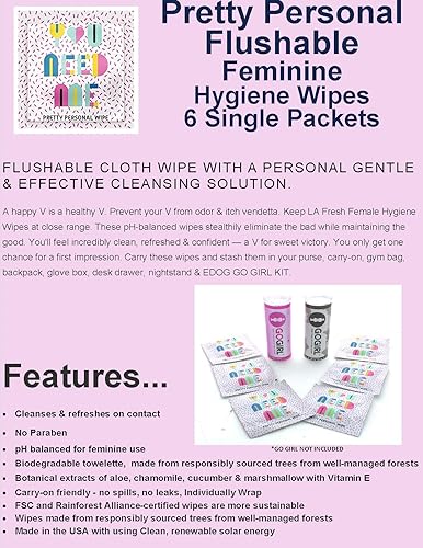 E.D.O.G. USA GoGirl - Kit de dispositivo para orinar femenino, paquete de reabastecimiento esencial | 12 toallitas naturales para el cuidado