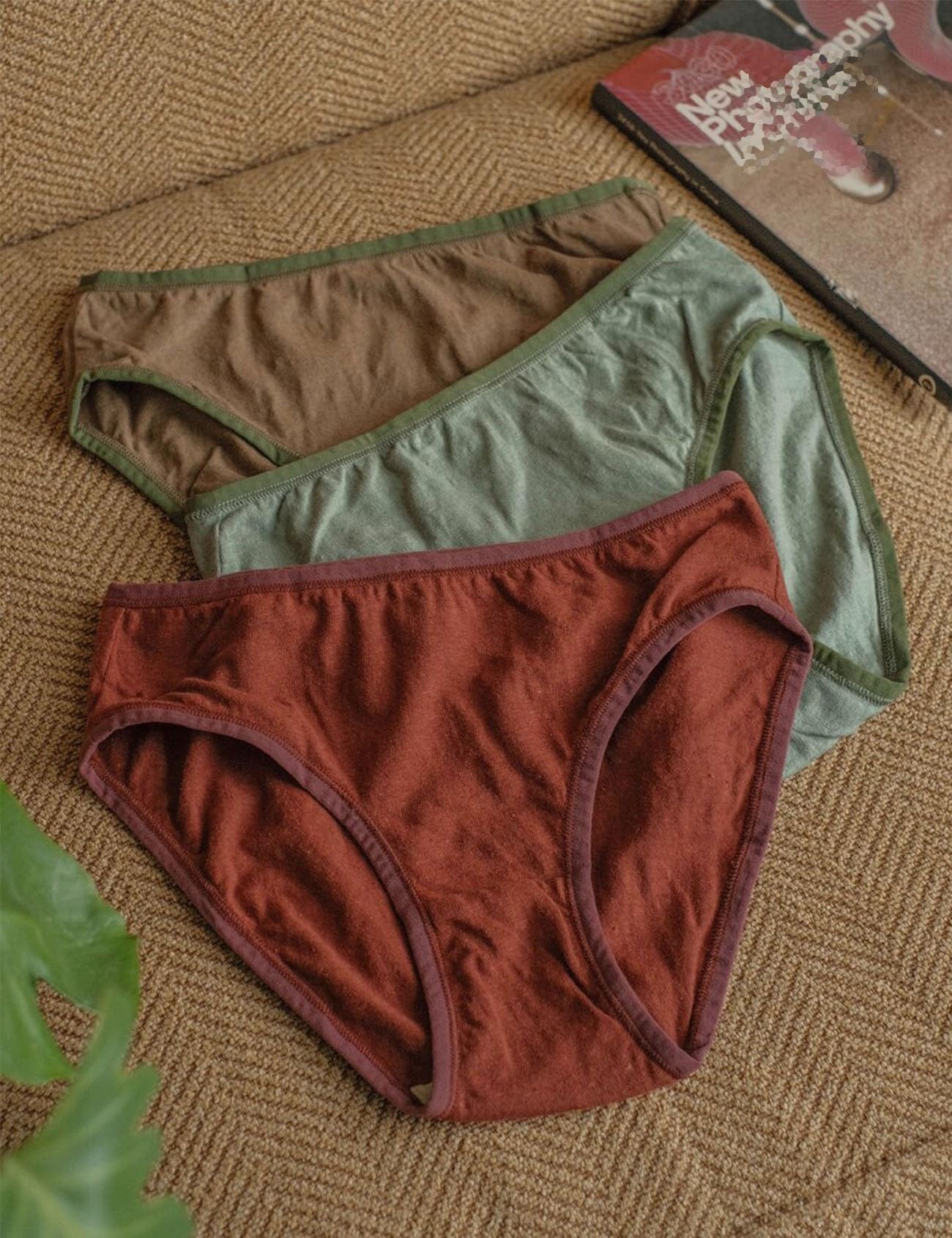 Confezione Da 1/2/3 Capi Di Biancheria Intima Da Donna In Cotone E Lino Con Tintura Vegetale Slip A Vita Media Freschi Slip Da Viaggio Per Tutti I Giorni