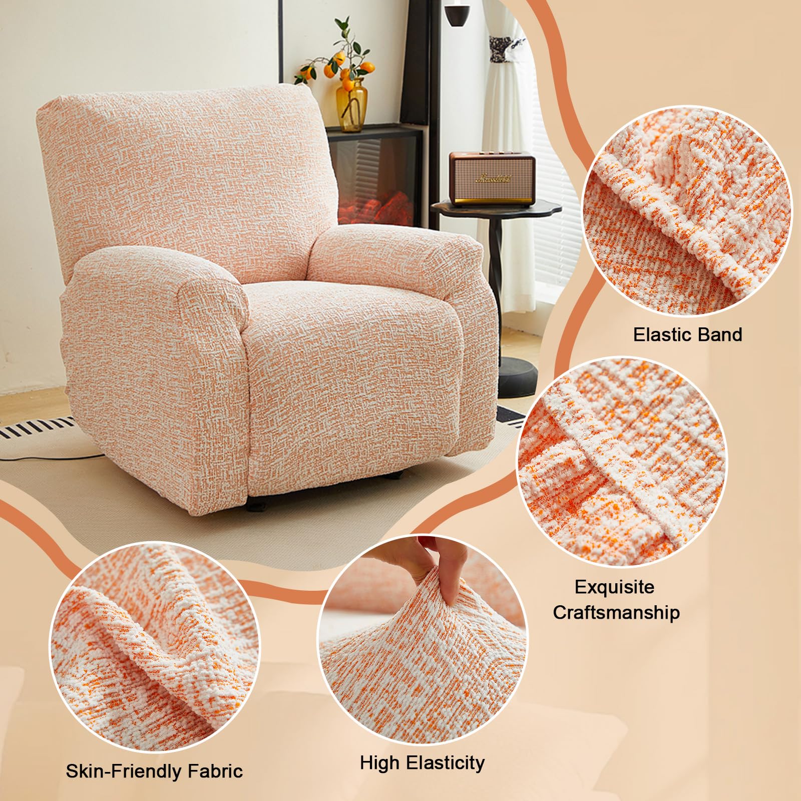 Copripoltrona Relax Reclinabile, Copri Poltrona Elettrica Universale, Fodera Poltrona Reclinabile in Ciniglia Elasticizzato, Lavabile Recliner Chair Cover(Size:10 Piece Set,Color:B-Verde menta)