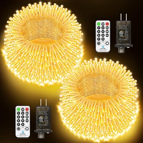 Miniatura 9 de JXLEDAYY Guirnalda de 1000 luces LED de 403 pies, luces de Navidad para exteriores, luces de hadas enchufables, impermeables, con control remoto, 8