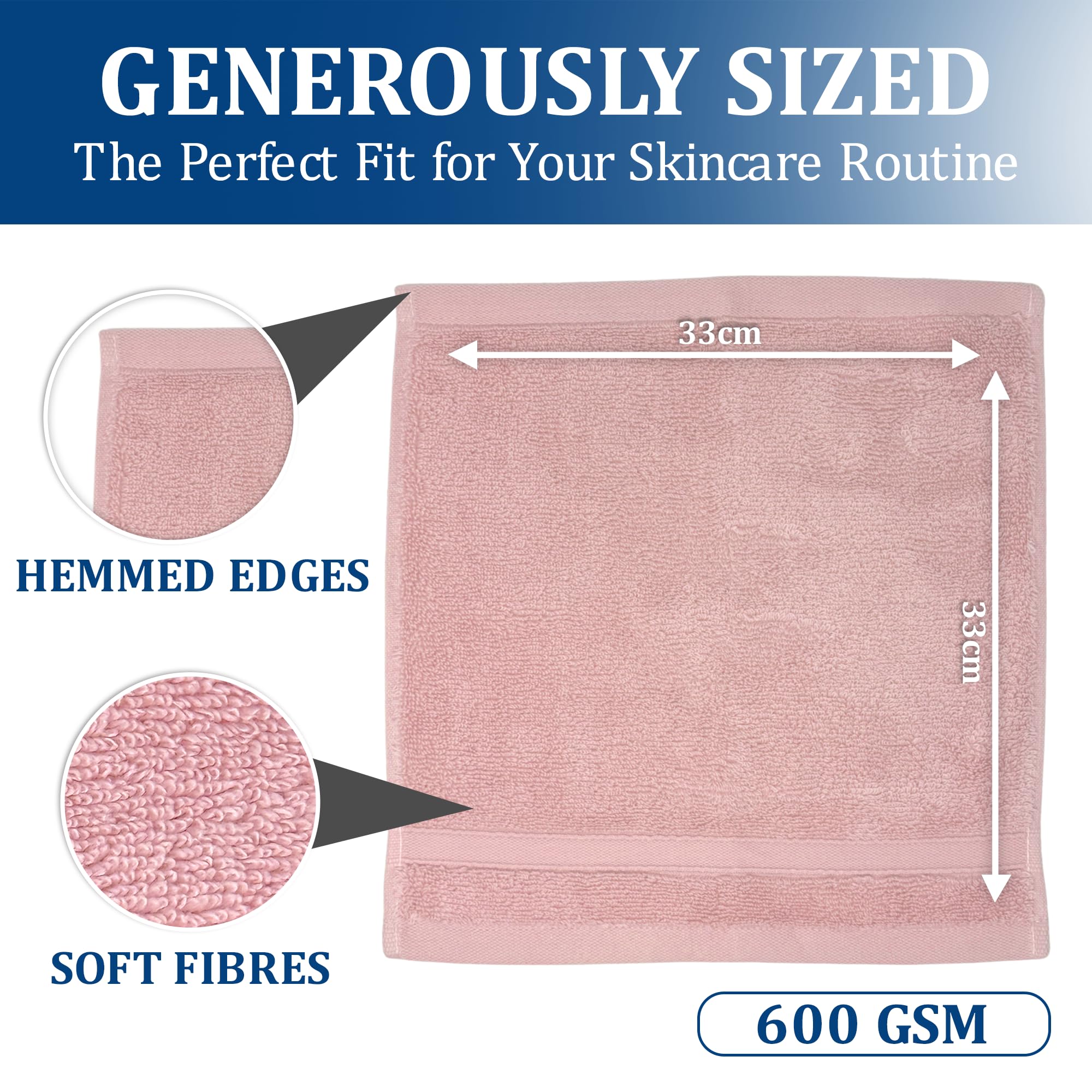 Towelogy® 8 x Cotton Face Cloths, Blackhead Remover, Makeup Cleanser & Spa Steam Towel - Image 2