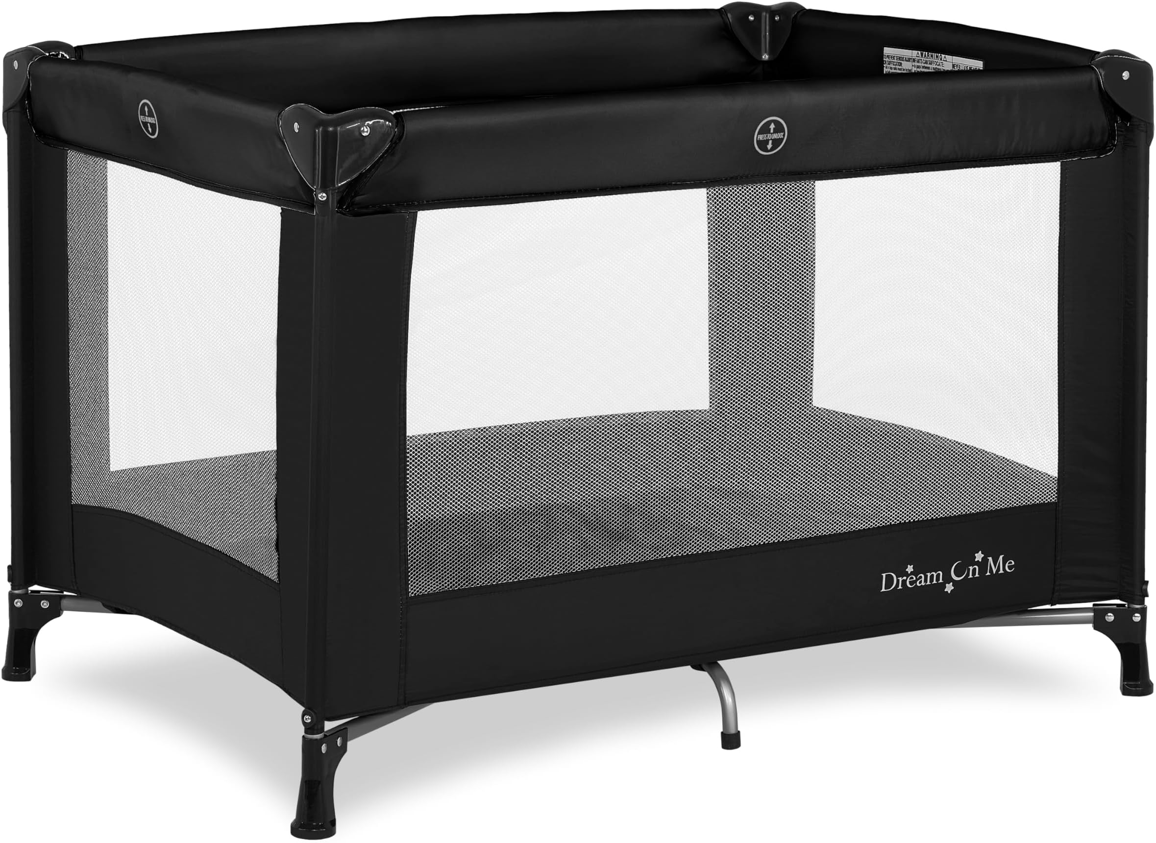 Nest Portable Playard in Black with Carrybag an Shoulder Strap, Lightweight, Packable and Easy Setup Baby Playard, Breathable Mesh Sides and Soft Fabric - Comes with a Removable Padded Mat