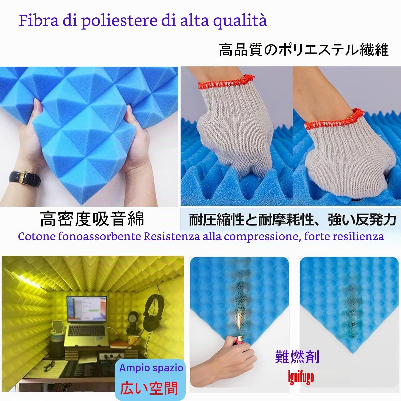 V3VOGUE Cabina Insonorizzata di Registrazione Portatile, in Schiuma Fonoassorbente Densa E Pieghevole, Pannelli in Schiuma Insonorizzata per Desktop, Pannello in Acustica per Isolamento del Microfono