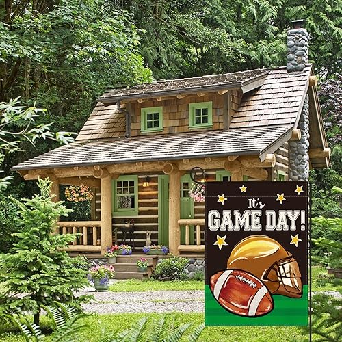 Miniatura 4 de AVOIN colorlife Bandera de jardín de fútbol con texto en inglés It's Game Day de doble cara, bandera para exteriores con texto en inglés It's Game