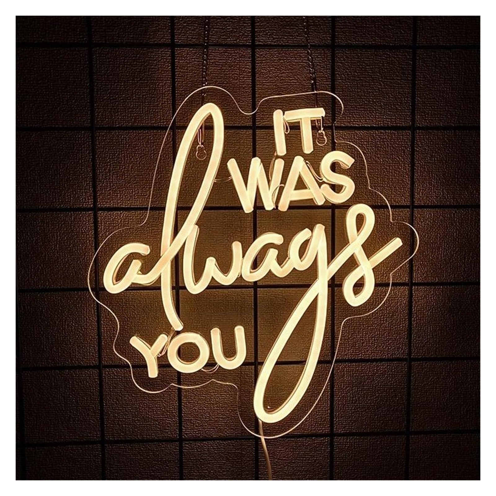 LEMST Sign Lamp It was Always You Neon Sign Letter Light USB Powered for Engagement Wedding Party Aesthetic Background Wall Decor 28cmx30cm
